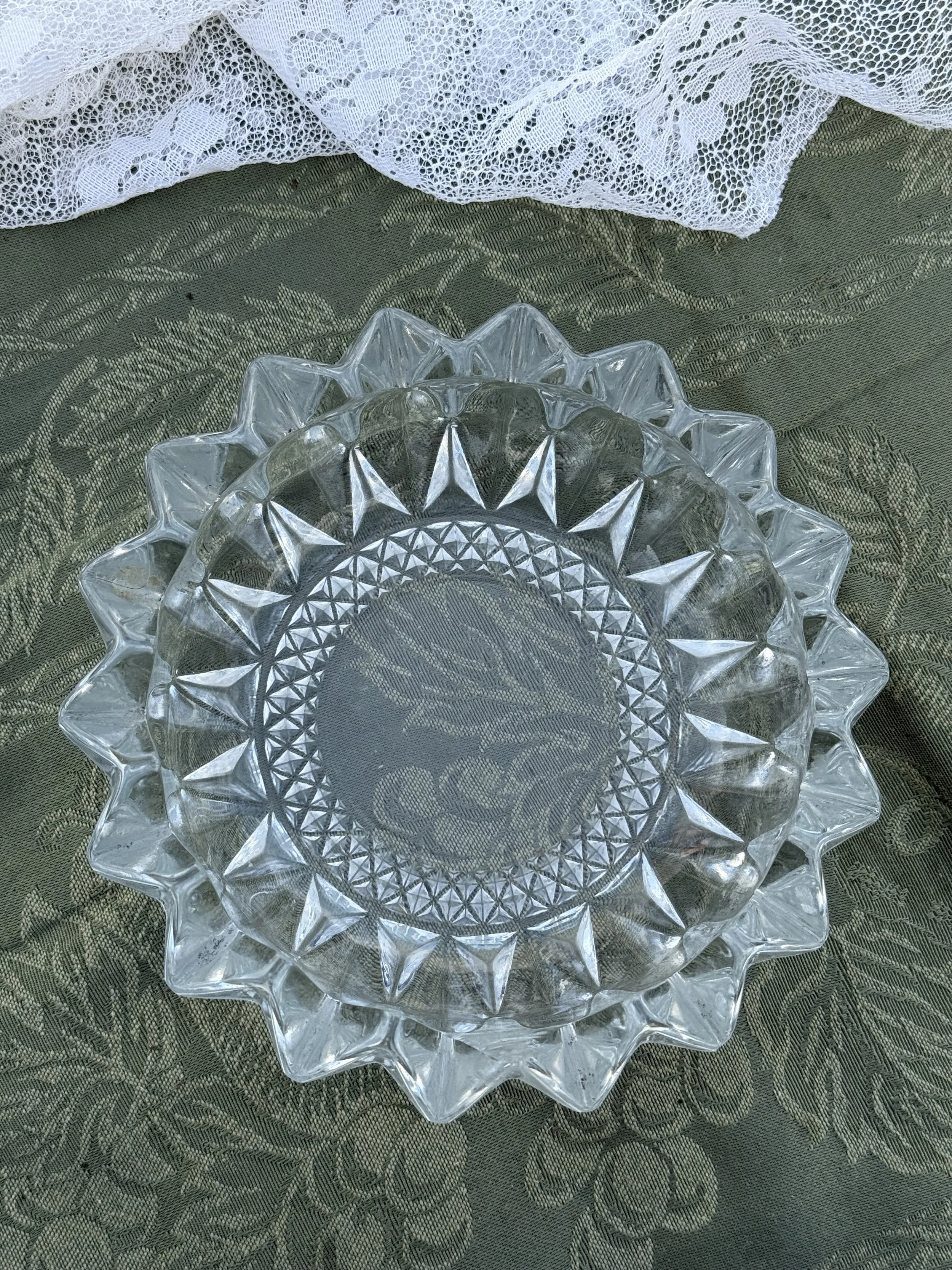 Crystal Ruffled Edge Ashtray