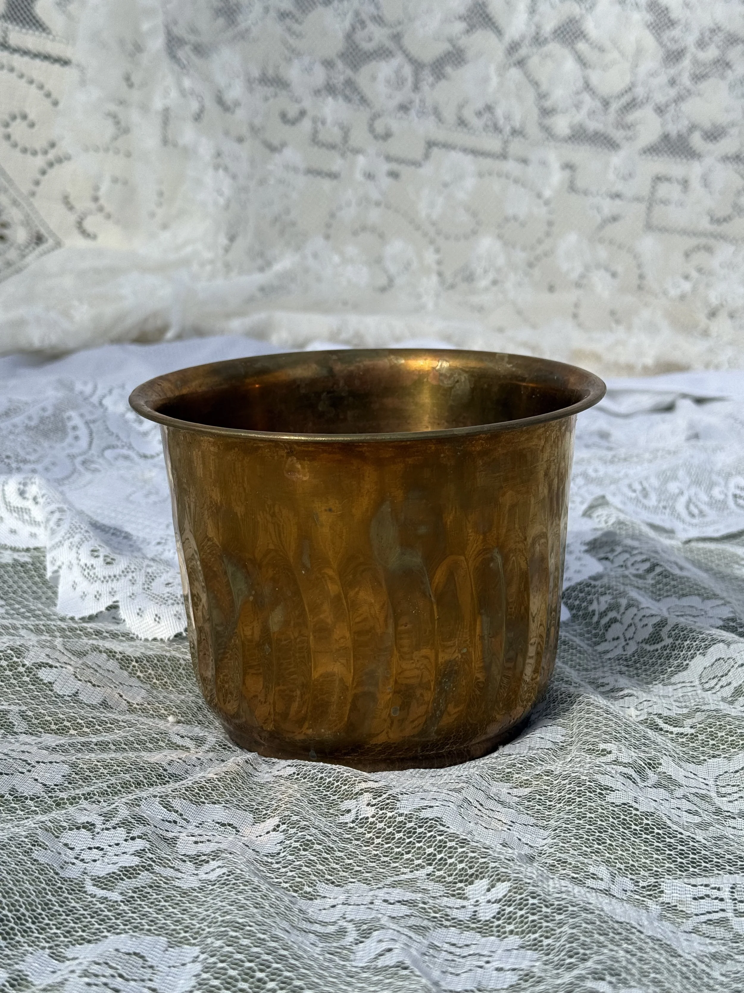 Fluted Brass Pot