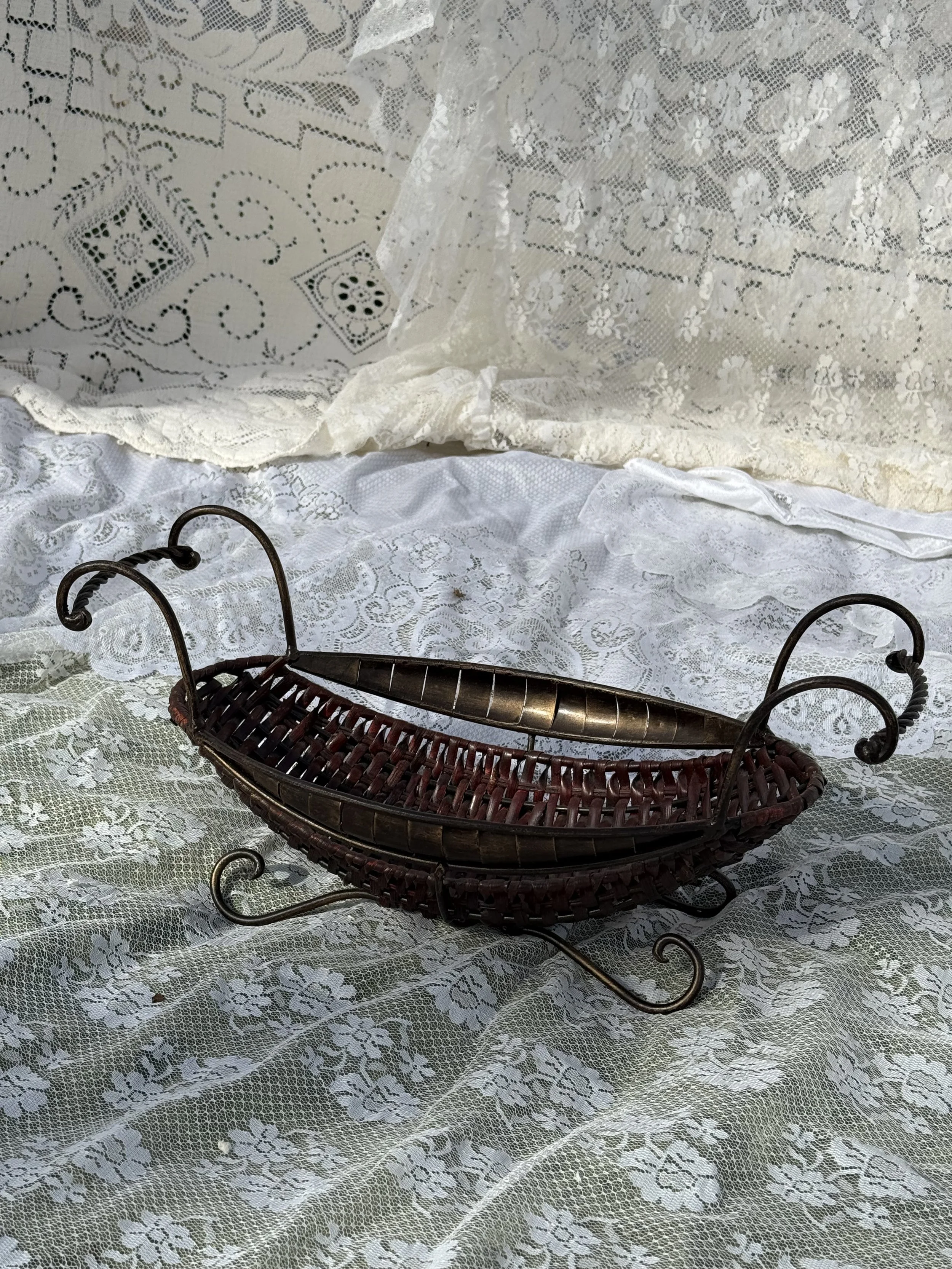 Rattan and Metal Basket