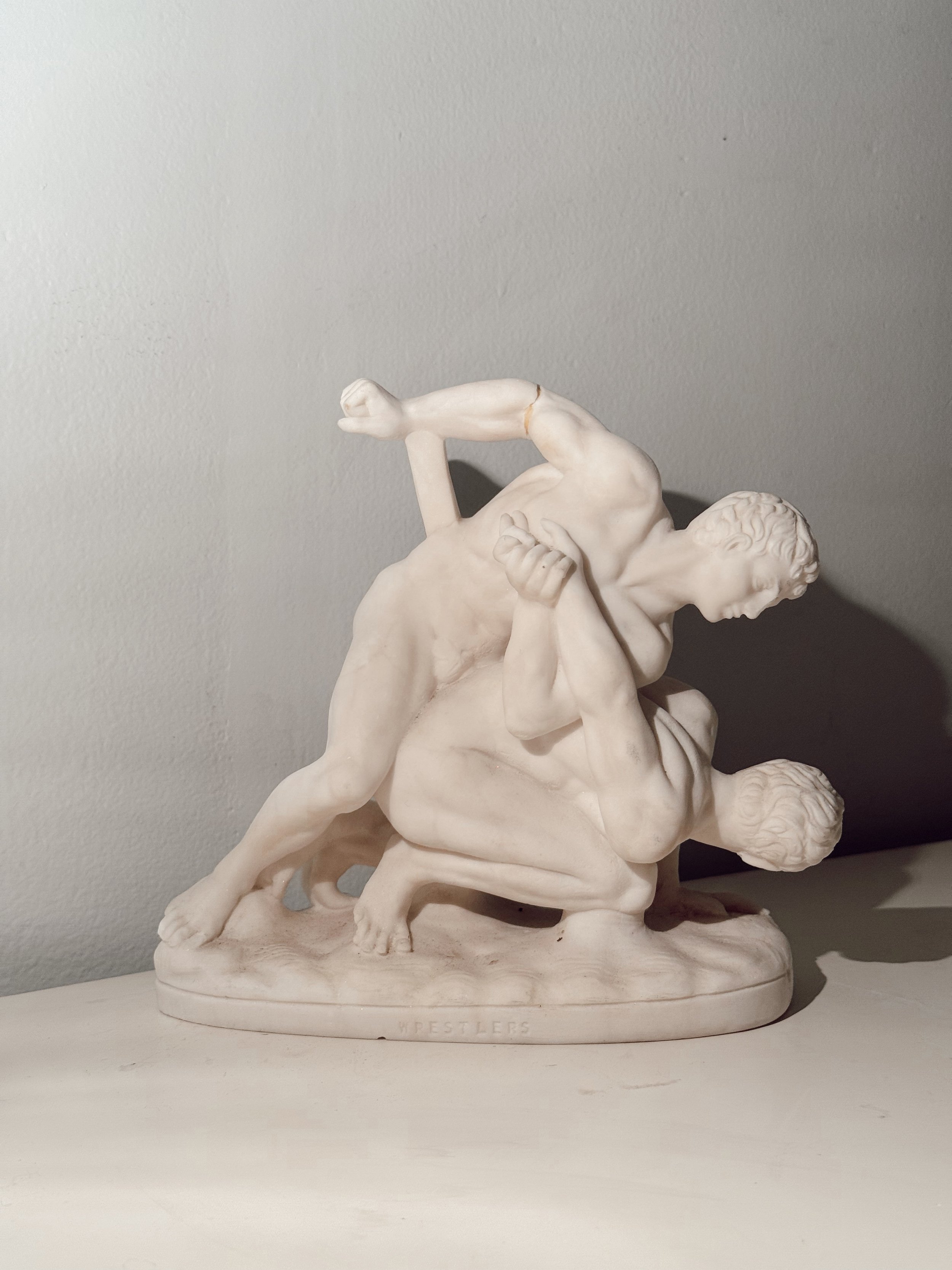 Wrestlers Alabaster Sculpture