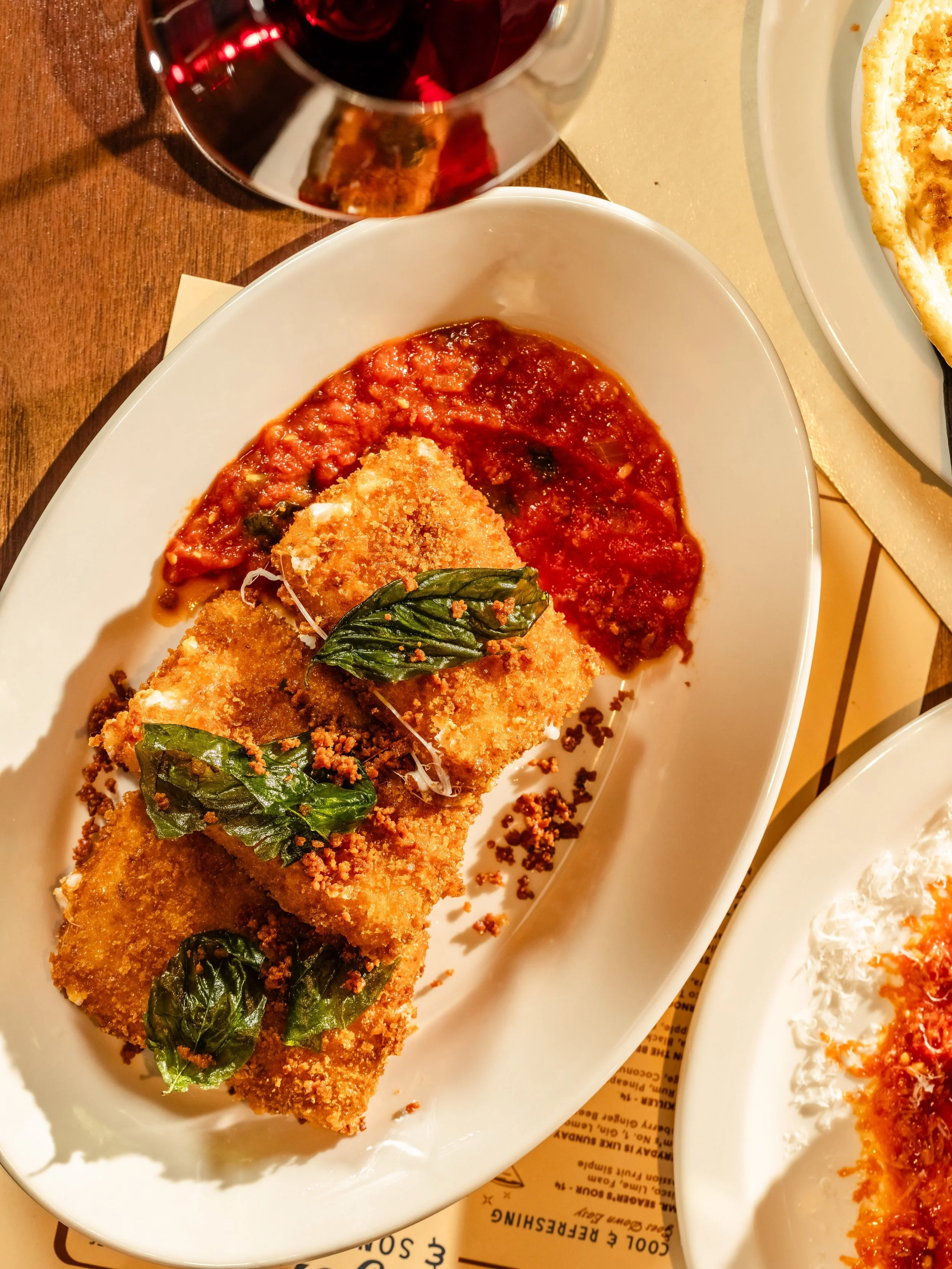 We took mozzarella sticks and zhuzhed them up.

Parsley-parm panko. Spicy pomodoro. Pepperoni dust. Frankly, we have no notes.