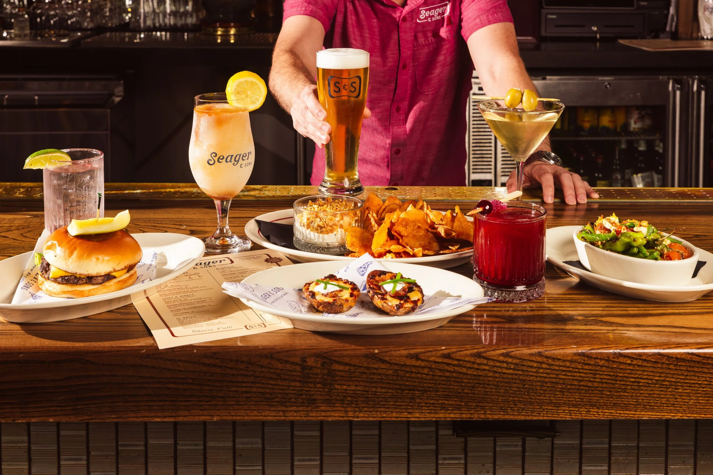 Happy Hour, with a few new favorites.

Join us Monday through Friday from 2&ndash;6pm for your usual pours, plus Tavern-Style Potato Skins and Blistered Shishitos, newly added to the lineup.

A little something for the table. A little something for t