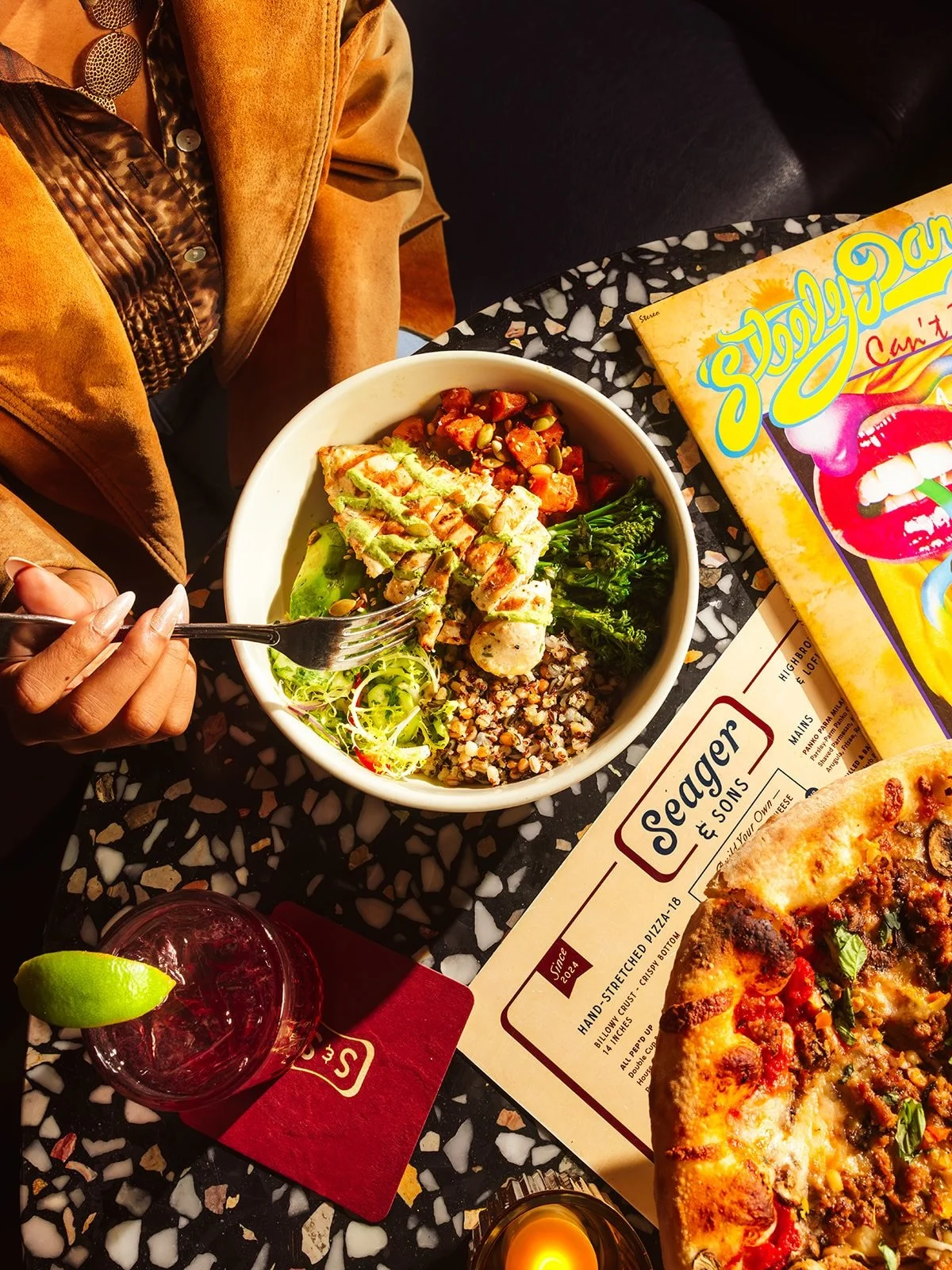 Eating your greens has never looked this good. Our new Powerhouse Protein Bowl stacks grilled chicken, roasted sweet potatoes, garlic broccolini, ancient grains, avocado, cucumber salad, toasted seeds, and herby Greek yogurt.