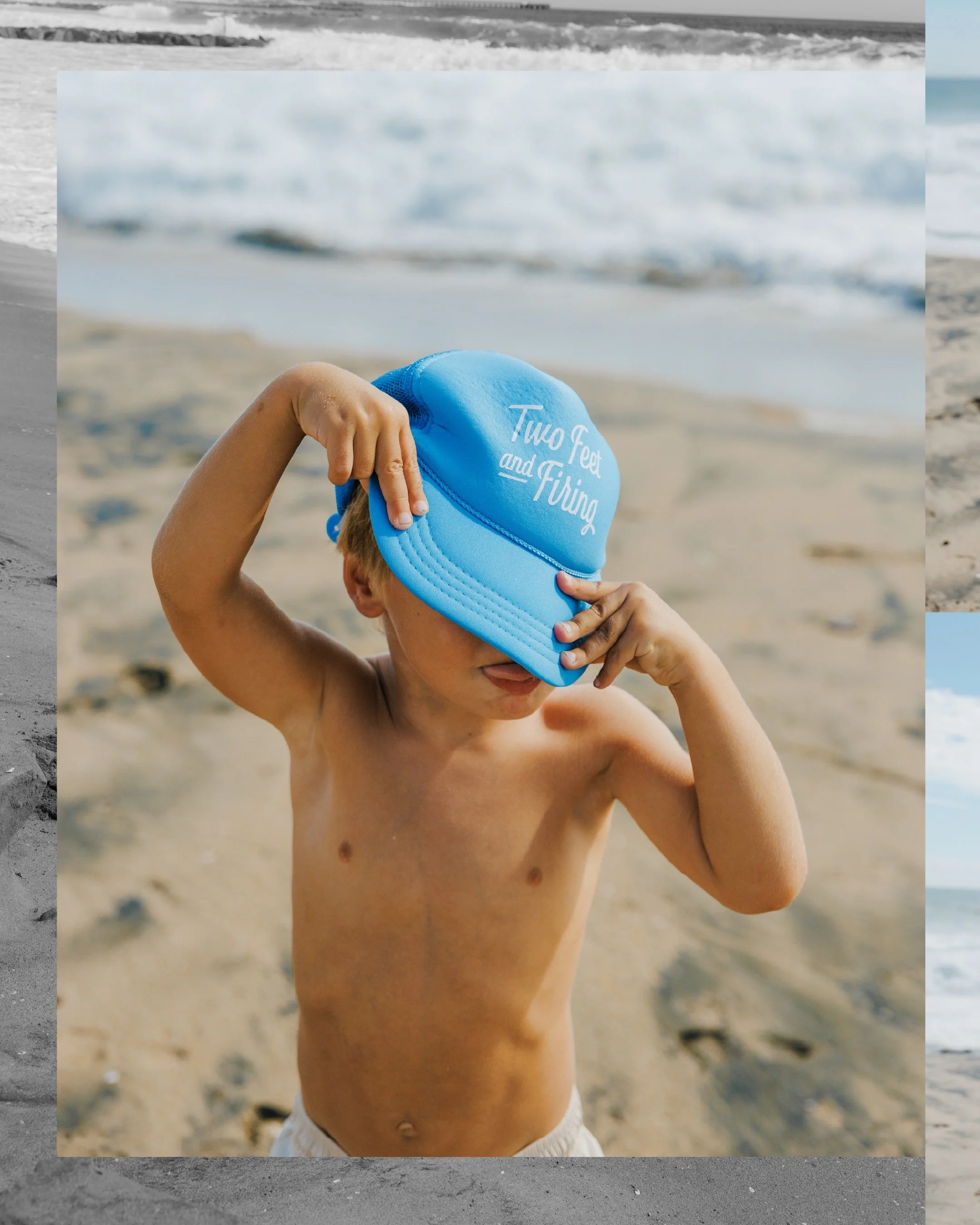 Big waves, big personalities with these groms in the new kids  #twofeetandfiring trucker hats!

Fun shooting new Kids hats for @almondsurfboards