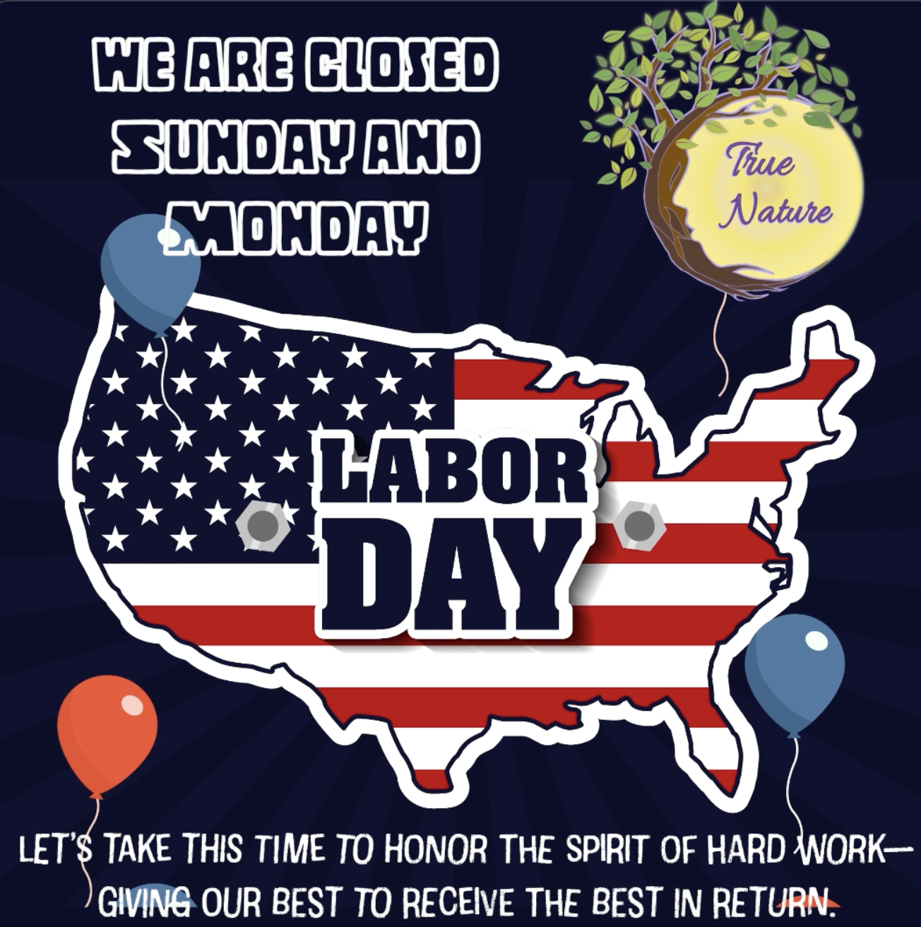 Labor Day picture showing our dates of opening