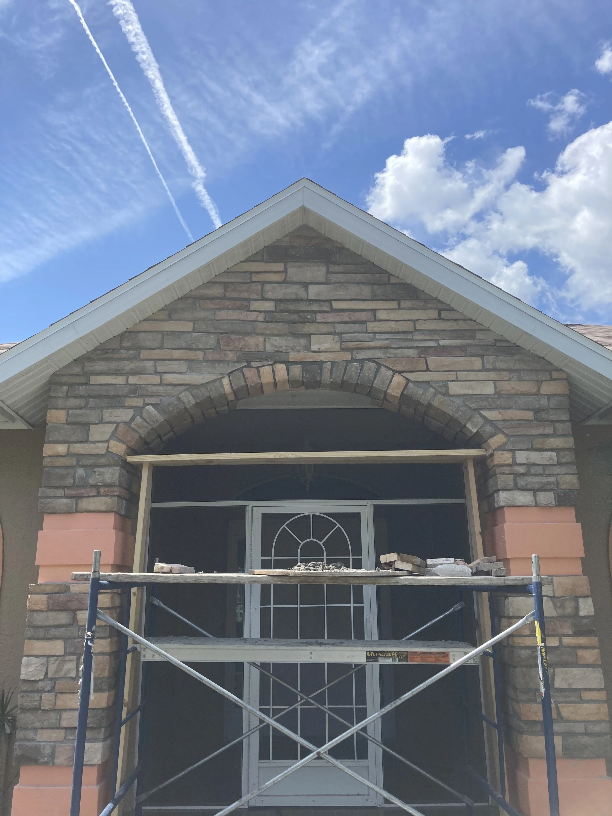 Installed stone façade on front of the home in Bradenton, FL