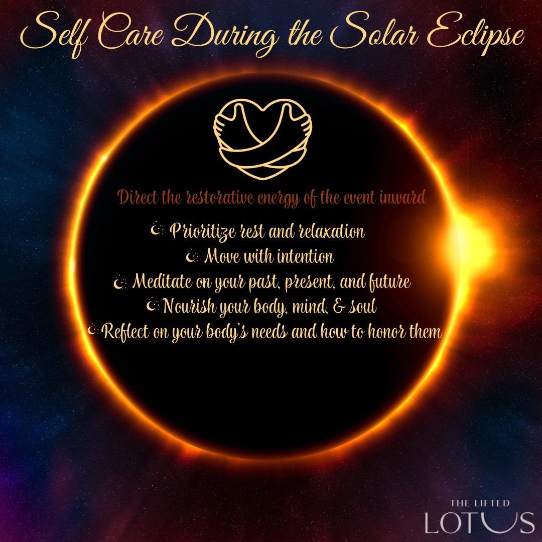 Holistic therapy encompasses all areas of well being, particularly self care. We encourage you to use the eclipse as a catalyst for introspection and taking time to be with yourself. 🪷