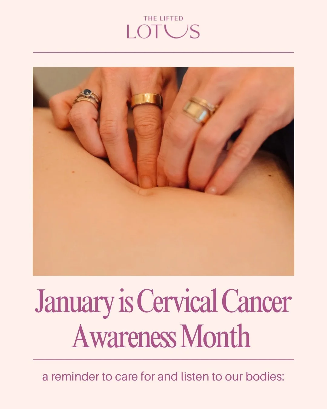 A gentle reminder to prioritize your health, stay informed, and care for your body with compassion.

Support can look different for everyone &mdash; and it always starts with listening to your body❤️

#cervicalcancer #cervicalcancerawareness #pelvicf