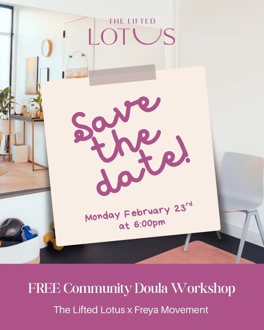 We&rsquo;re hosting a free community doula workshop with @freyamovement at The Lifted Lotus 🗓

This will be an open, supportive space to learn about doulas, childbirth support, and to ask any questions you&rsquo;ve been holding.

📍The Lifted Lotus 