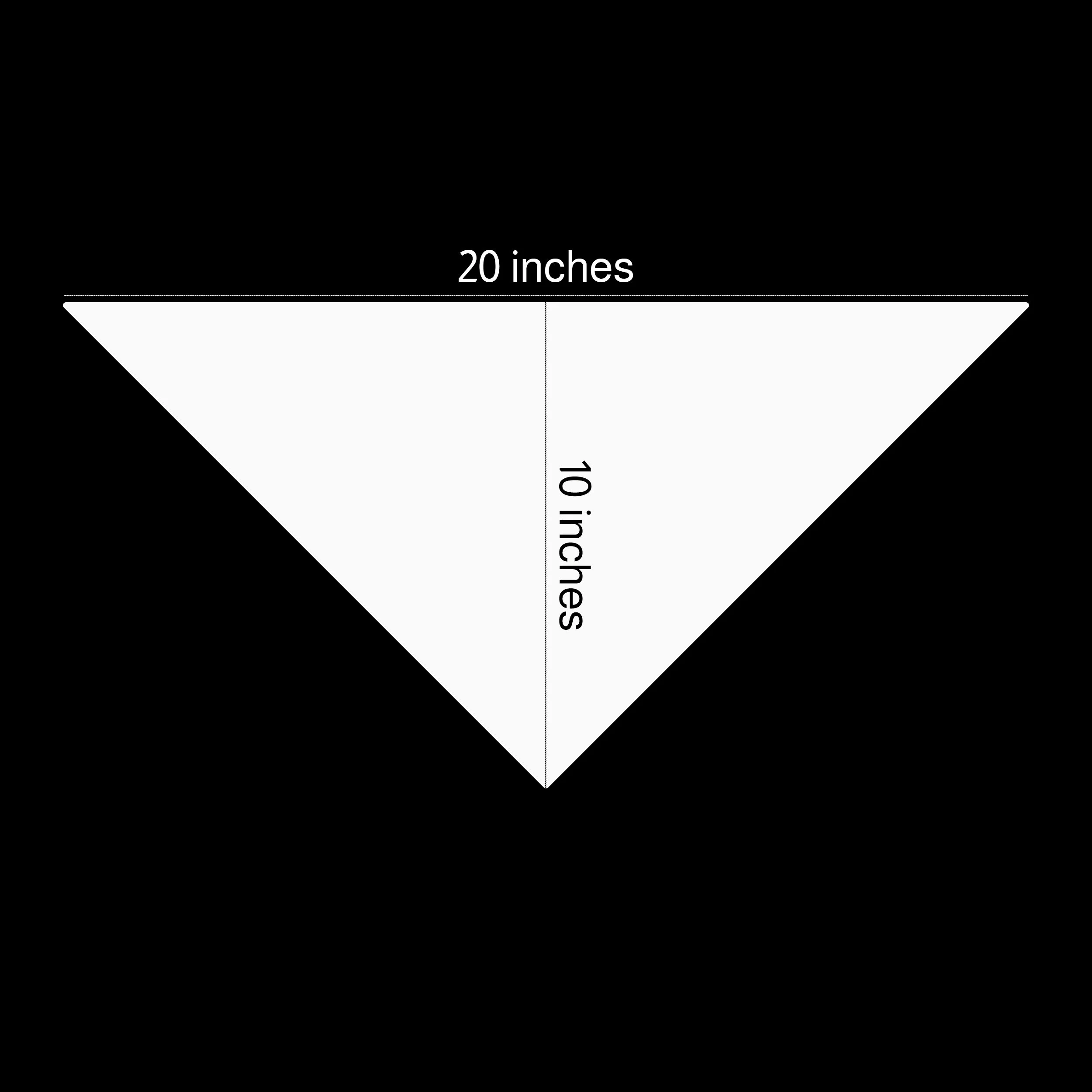 Size guide chart for small pet bandana measuring 20 inches wide by 10 inches tall.