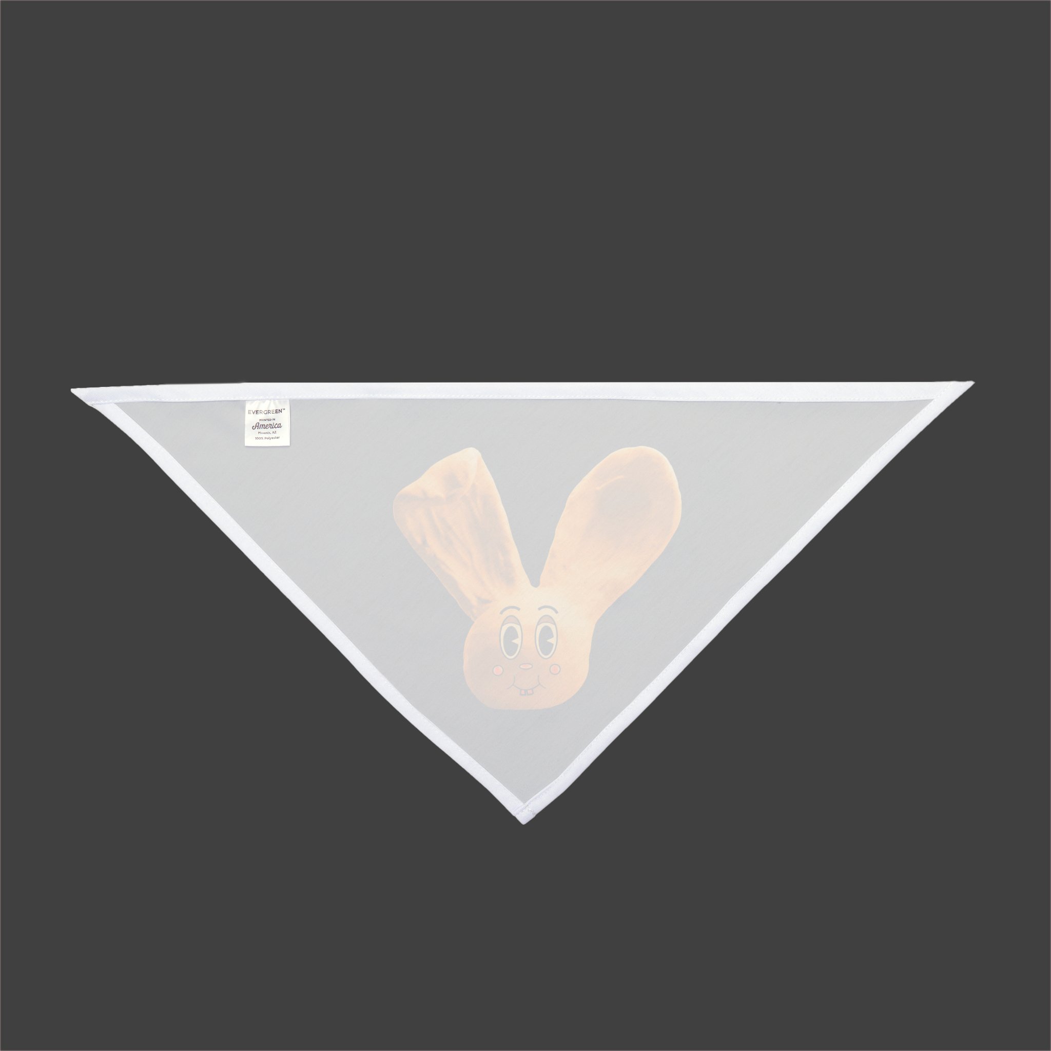 Sunny Bun pet bandana laid flat, displaying a bright yellow bunny with blushing cheeks on a black bandana, back view.