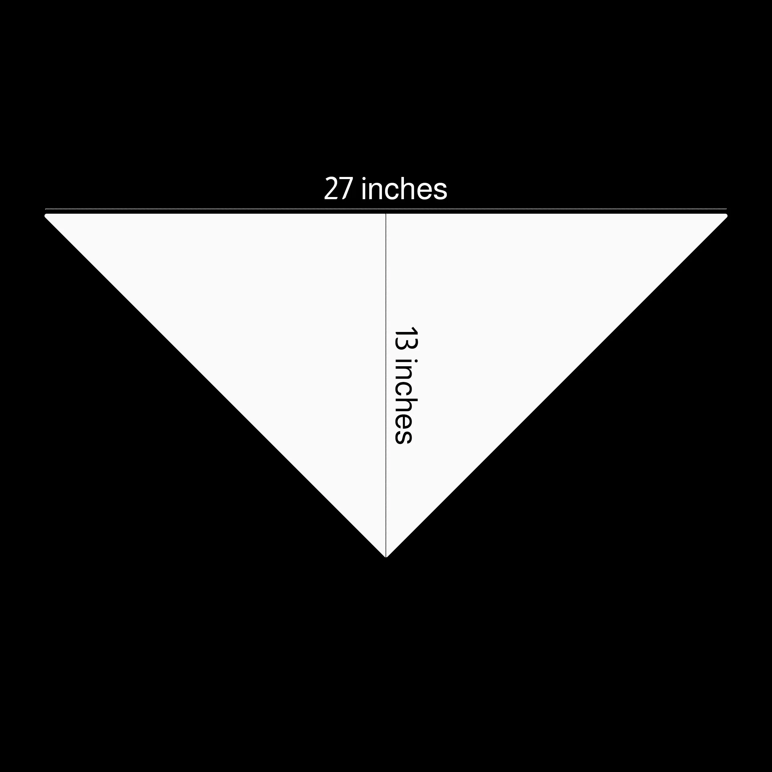 Size guide chart for medium to large pet bandana measuring 27 inches wide by 13 inches tall.