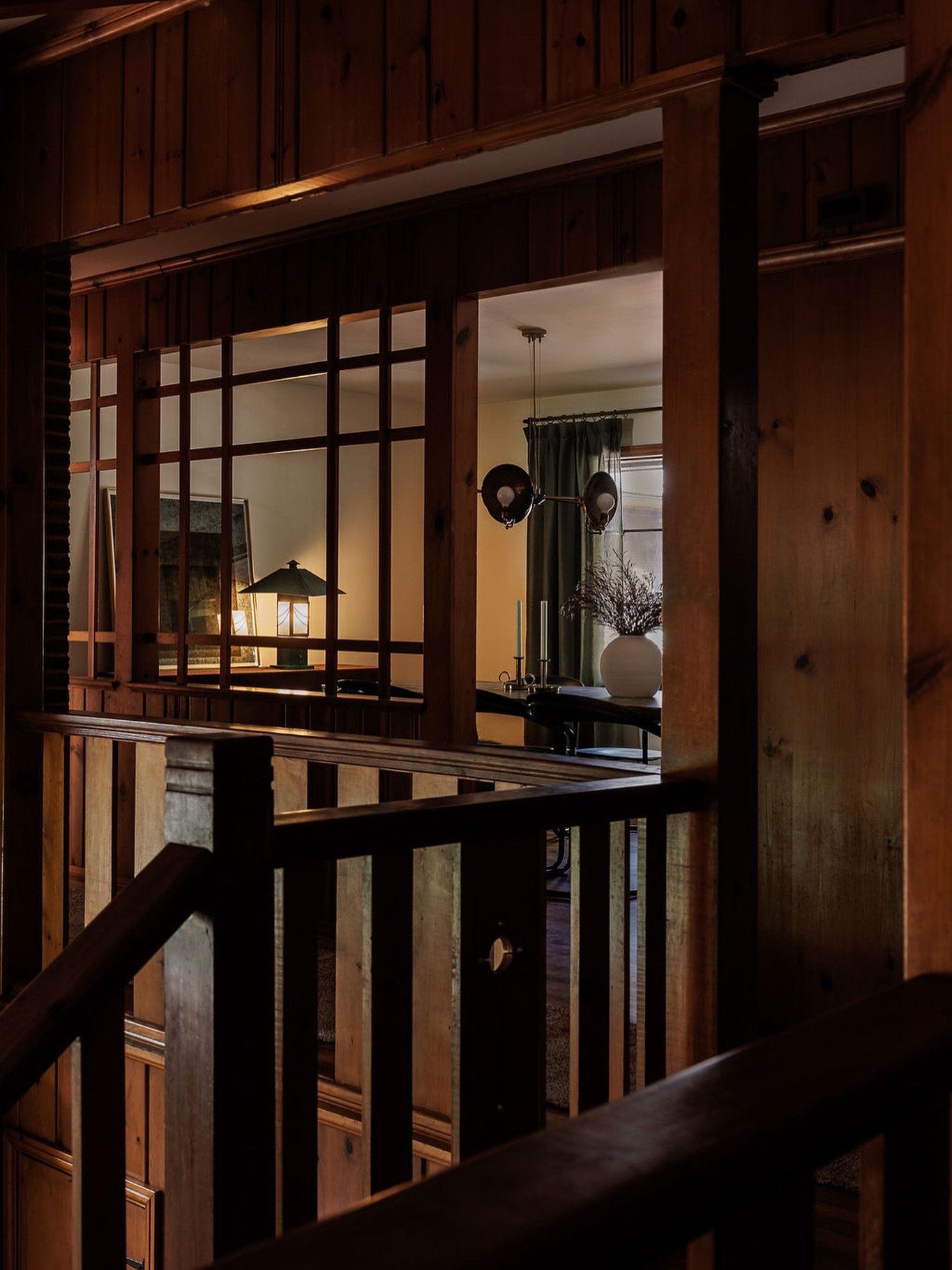 A quieter moment from Beaux Arts Village.

One of my favorite original details in the house &mdash; the cedar screen between the stair hall and dining room - it&rsquo;s just not something you see everyday! I love the way it creates these beautiful la