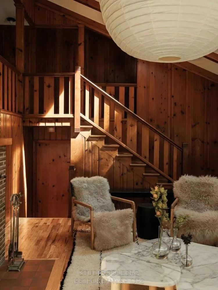 Preparing for my Netflix documentary called: Justice for Knotty Pine. 🌲⚖️ 🎥 

The knotty pine was innocent. 👀

This funky mid-century cabin didn&rsquo;t need a gut renovation&mdash;it needed better lighting and a few thoughtful updates.

Everyone 