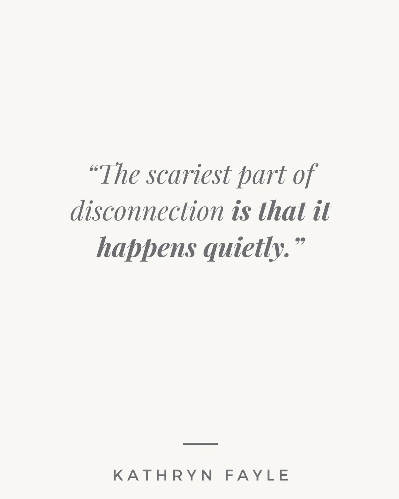 &ldquo;The scariest part of disconnection is that it happens quietly.&rdquo;

No big fight.
No clear moment you can point to.
Just a slow shift you can feel but can&rsquo;t fully explain.

Less conversation.
Less presence.
Less of what used to feel e
