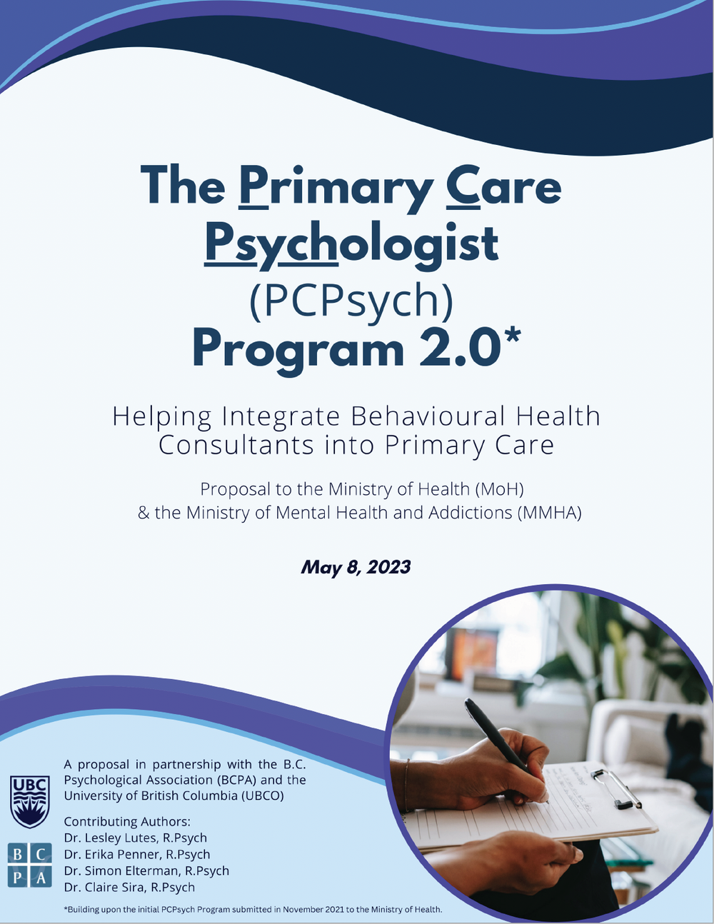 Cover of the 2023 Primary Care Psychologist Program 2.0 proposal