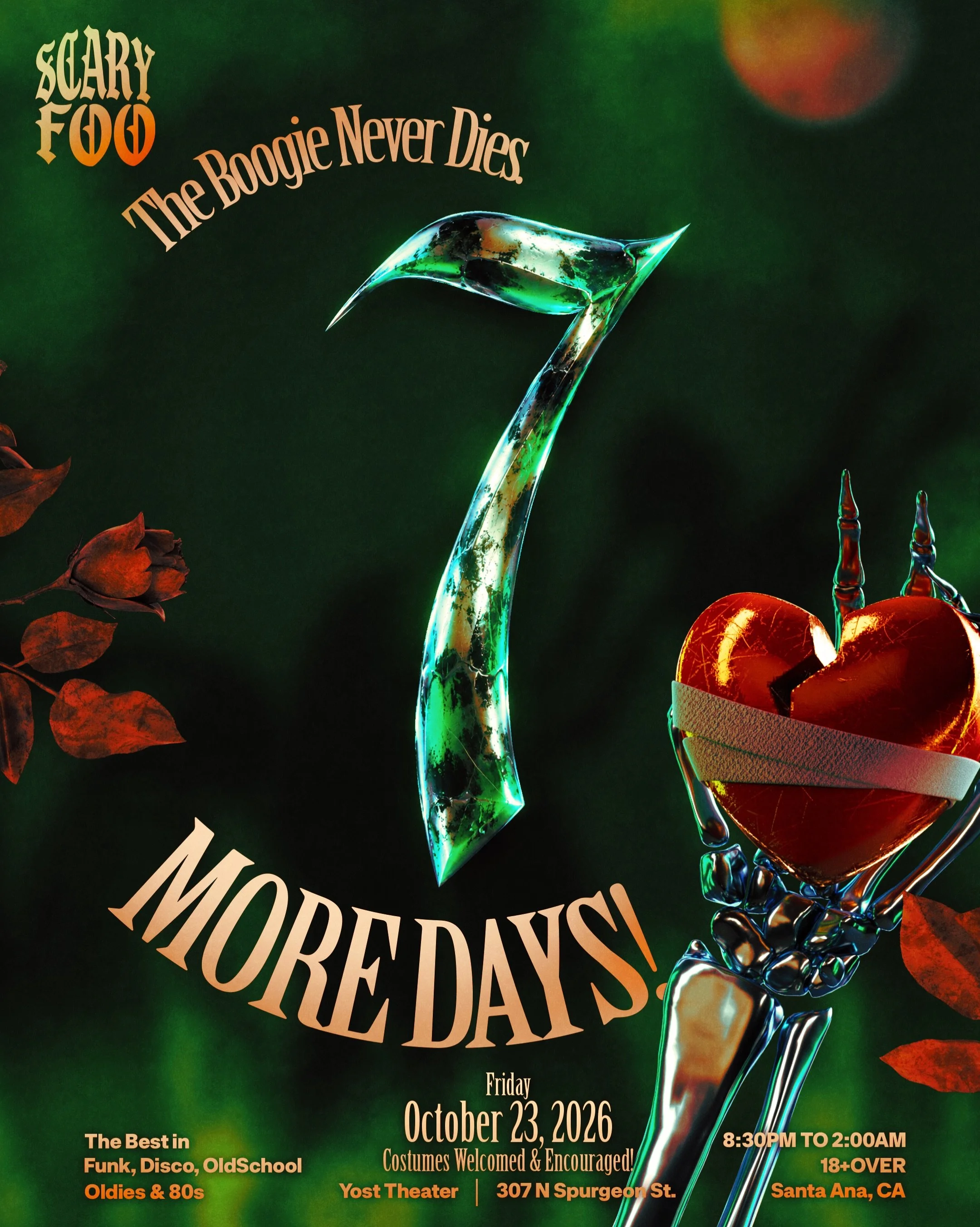 Get your costumes ready cause we&rsquo;re 7 more days away! Boogie time 🎃🎃🎃👻