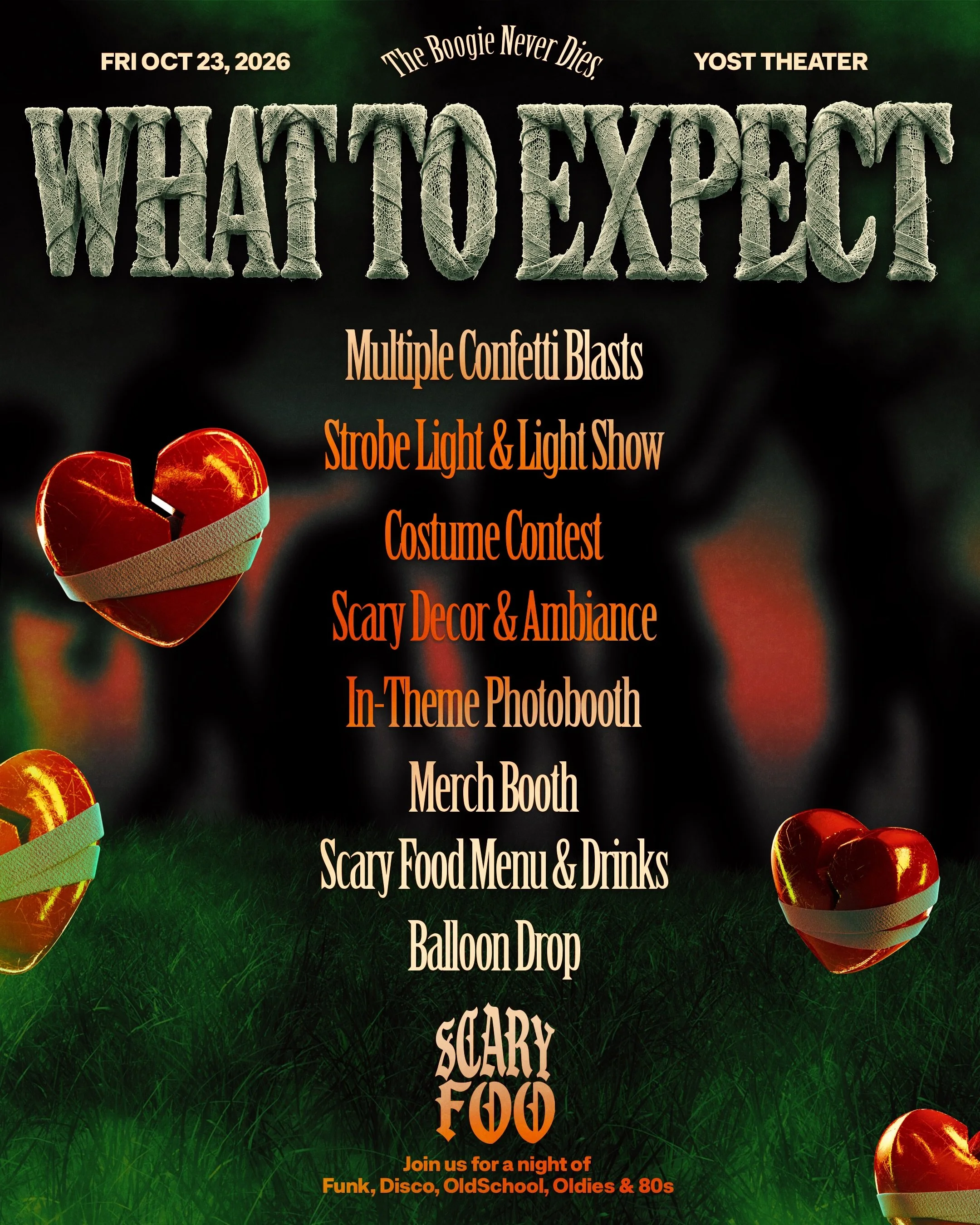 Things to know before coming and what to expect Sadfoos 👻👻👻🪩 We are ready to boogie the night away 🎃🎃🎃 TIX LINK IN OUR BIO 🎟️