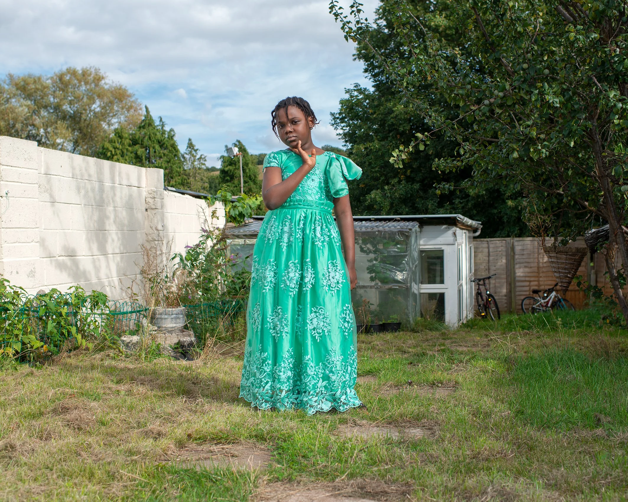 Dorcas in her back garden