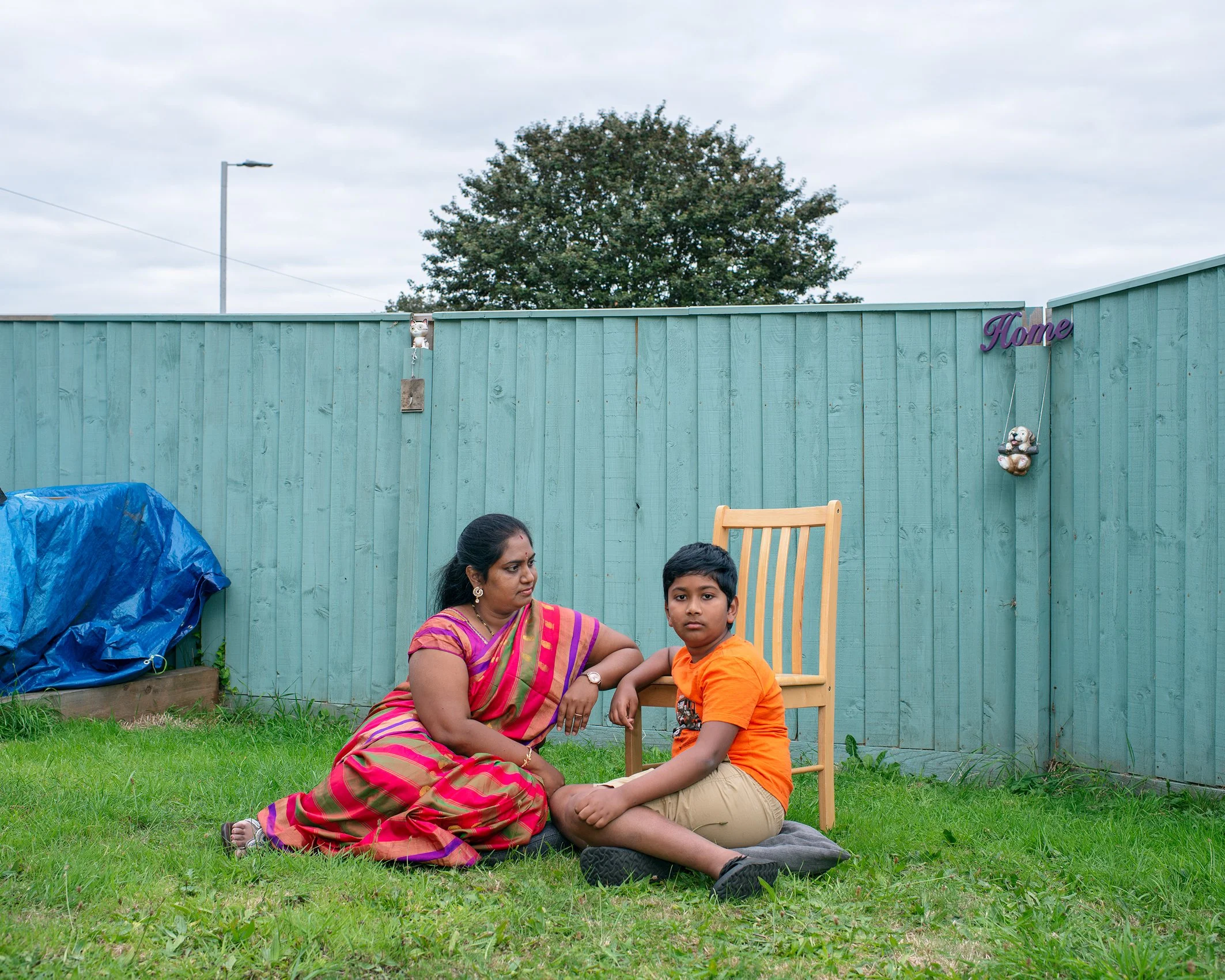 Sangeeta and son Ganesh in their garden