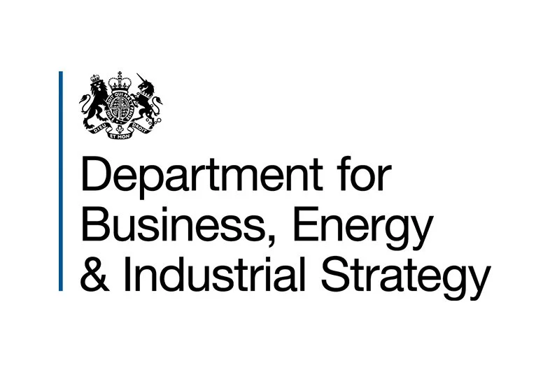 Logo of the UK Department for Business, Energy & Industrial Strategy with a coat of arms at the top left.