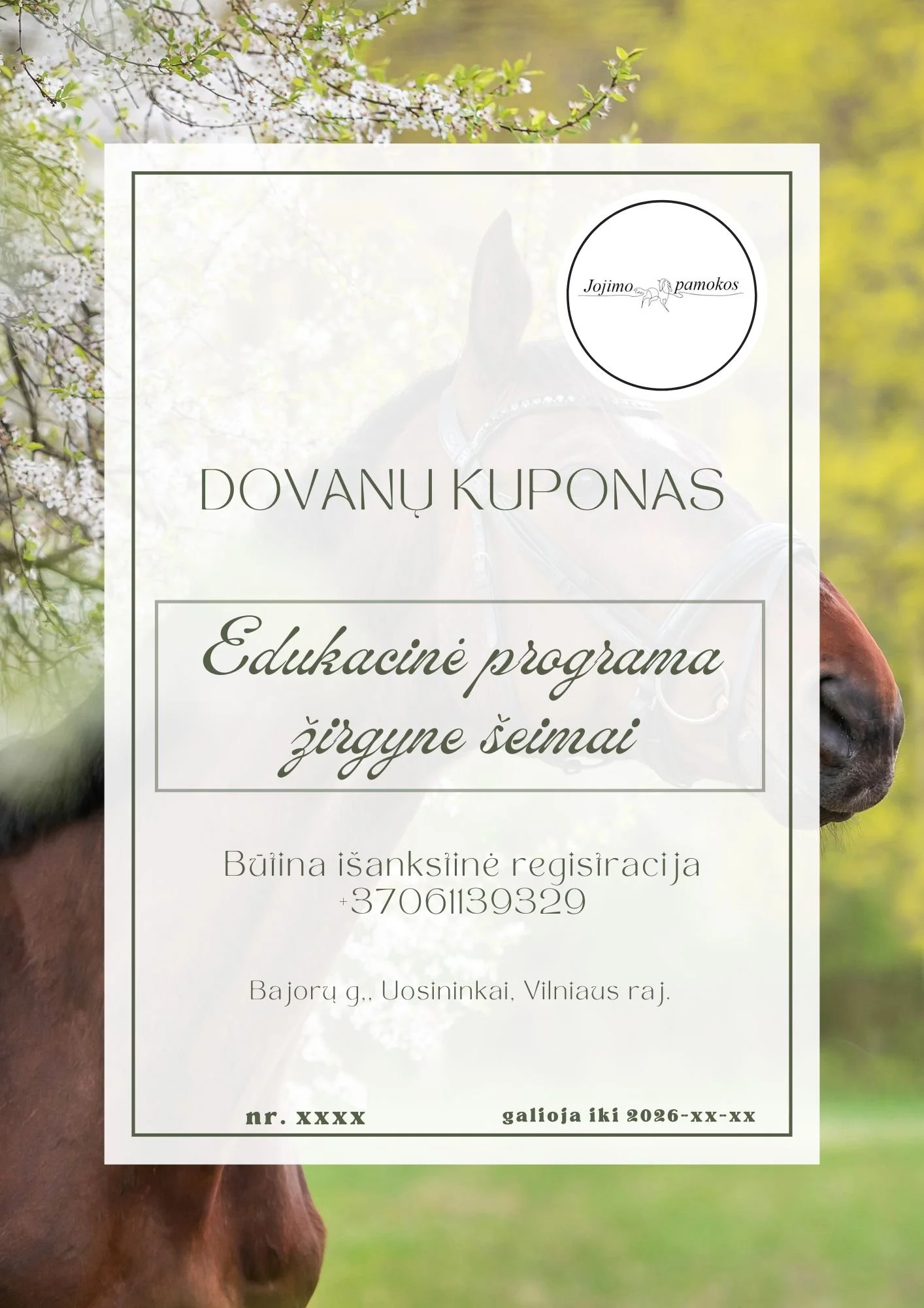 Edukacija žirgyne šeimai (4 asm.)