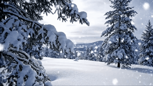 Firefly snowy landscape in the day with falling snow 58698.gif