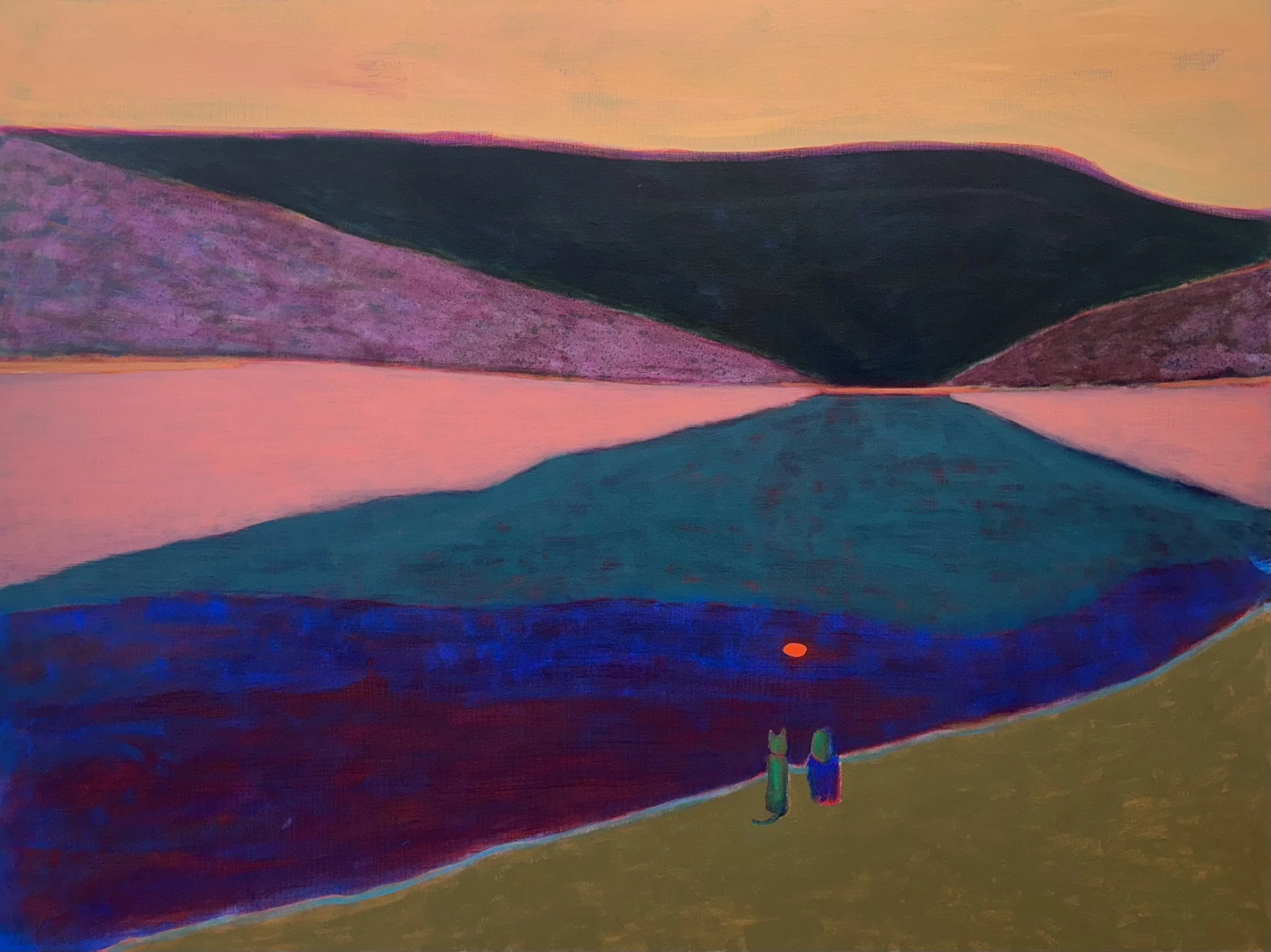 Caroline Burdett, Psychic Besties, Acrylic and wax pastel on linen, 2025