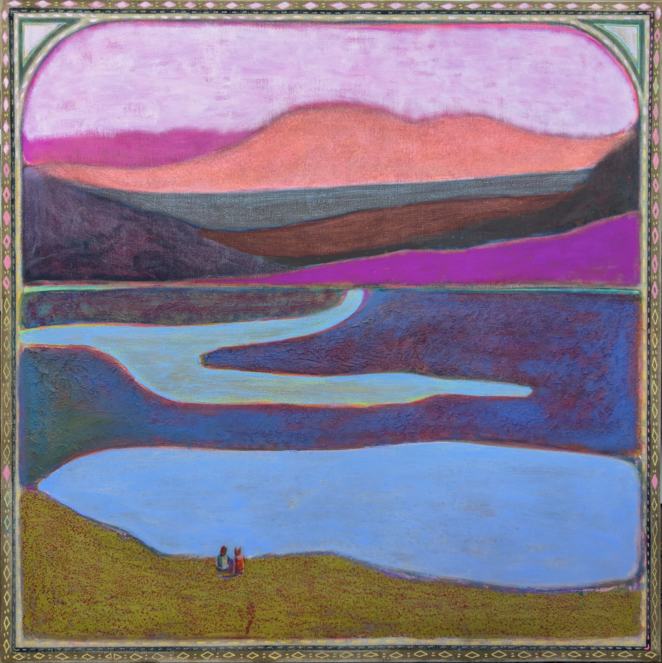 Caroline Burdett, Behind the Light, Ink on canvas mounted to hardboard in maple floater frame, 2026