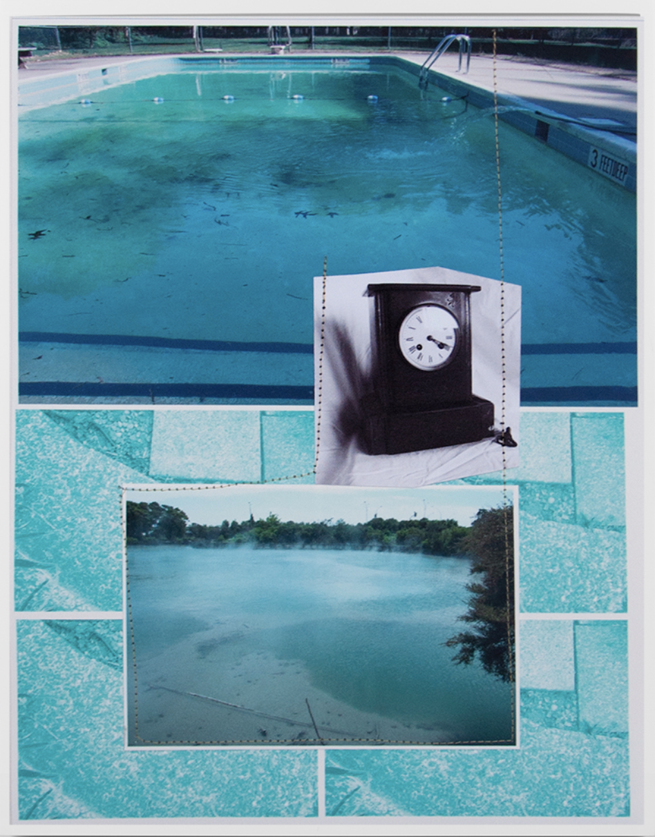 Jude Broughan, Pool XVI (Saratoga NY, Hamilton NZ, Rotorua NZ, my grandfather's clock), 2020