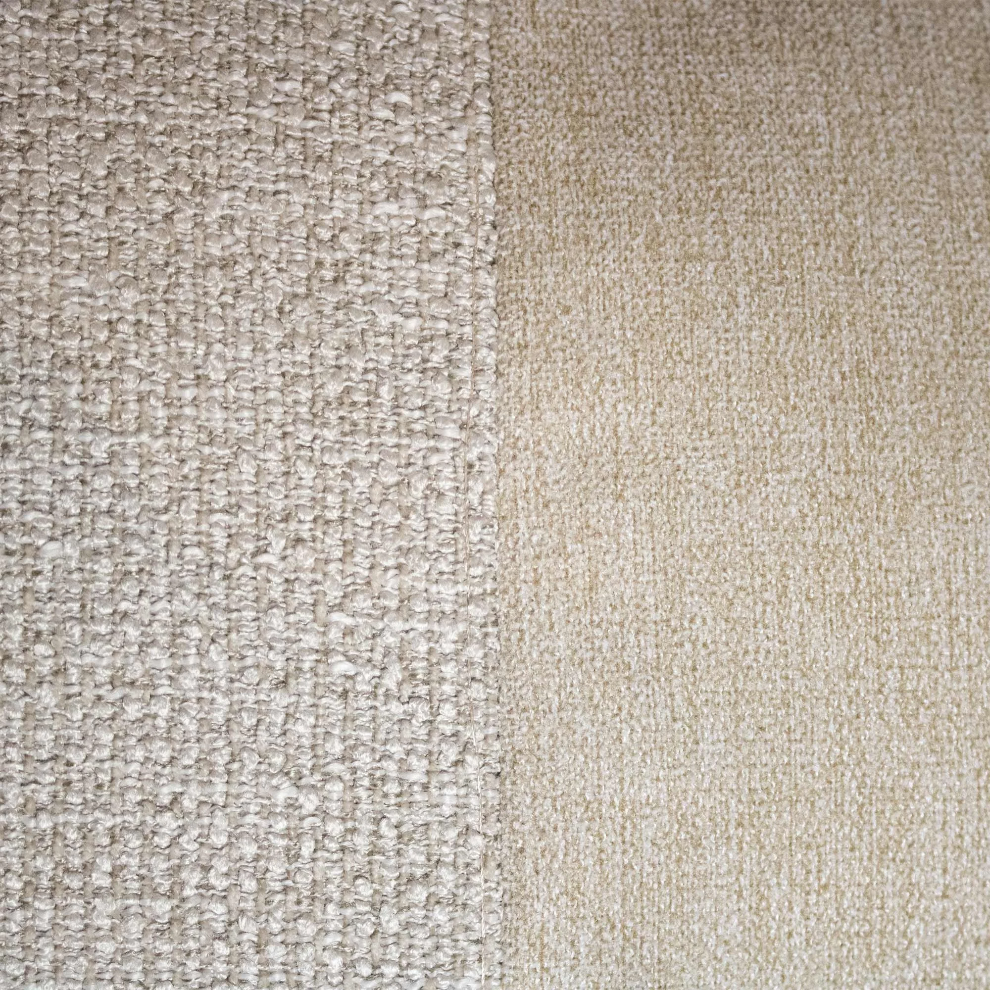 LUAR_03 decorative cushion in beige and cream textile with central black circular embroidery detail
