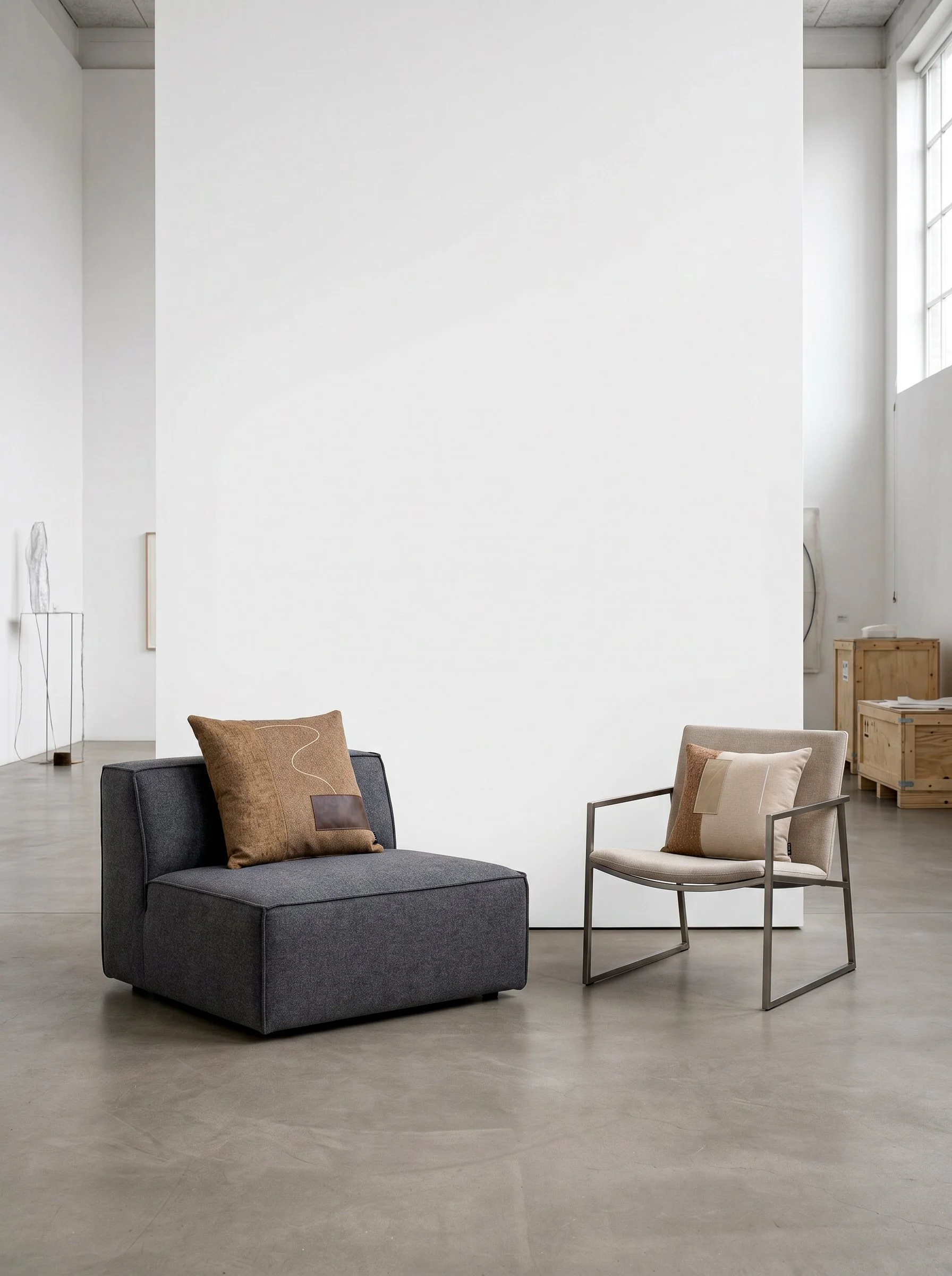 Generated-with-Kive.ai---GALLERY-SHOWROOM-large-20-x-20-inch-cushion-BASARI_03-and-16-x-16-inch-cushion-EKSEN_01-each-on-a-modern-chair-in-a-gallery-(1).jpg
