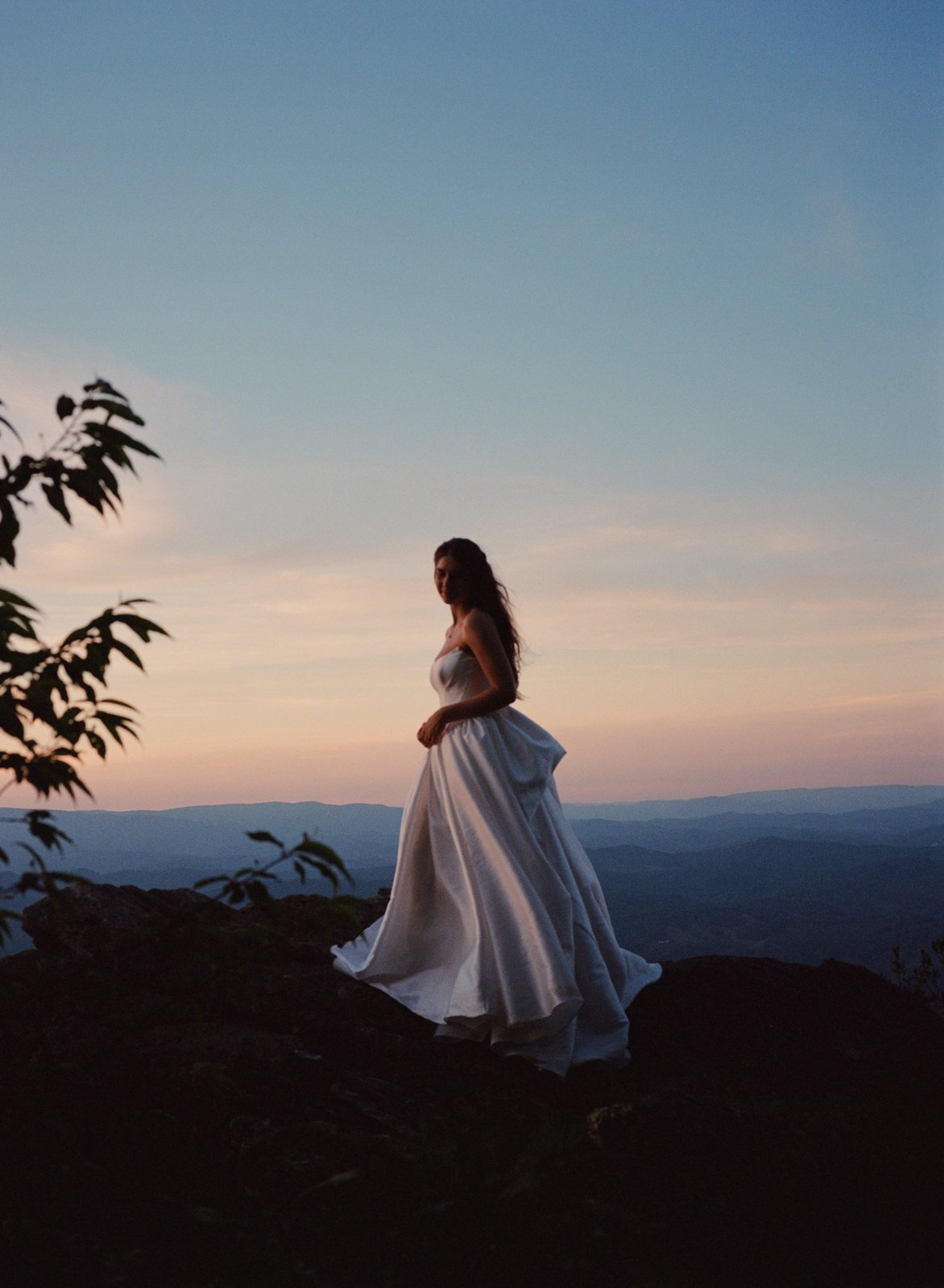 Twickenham bridal portrait on film photography sunset