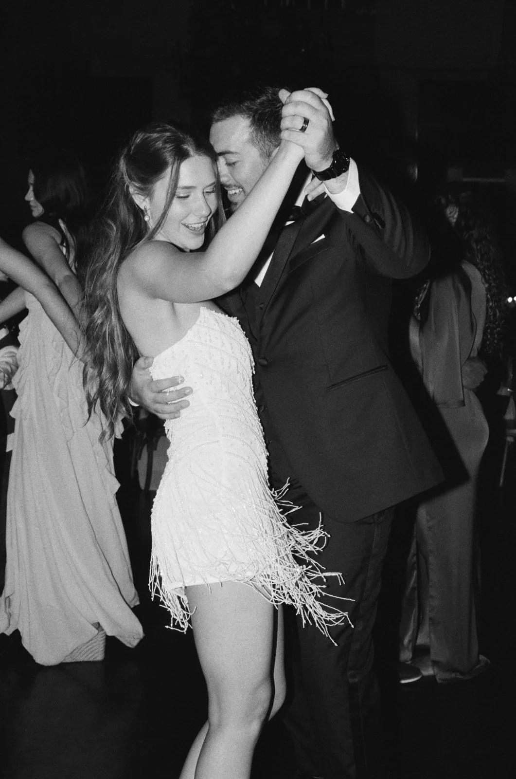 Bride and groom dancefloor on film