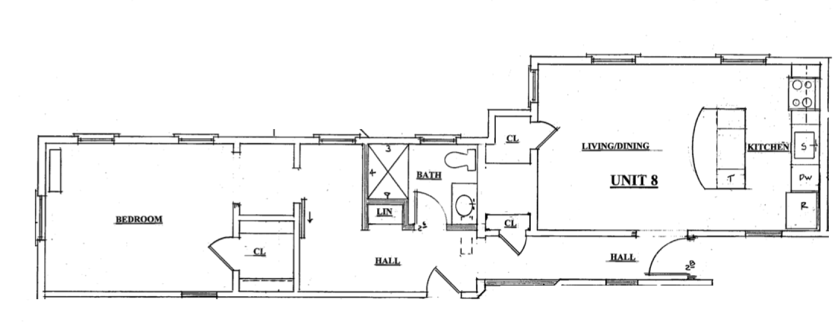 Unit 8: Second floor 1 bedroom