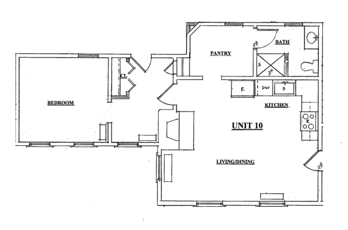 Unit 10: Second floor 1 bedroom