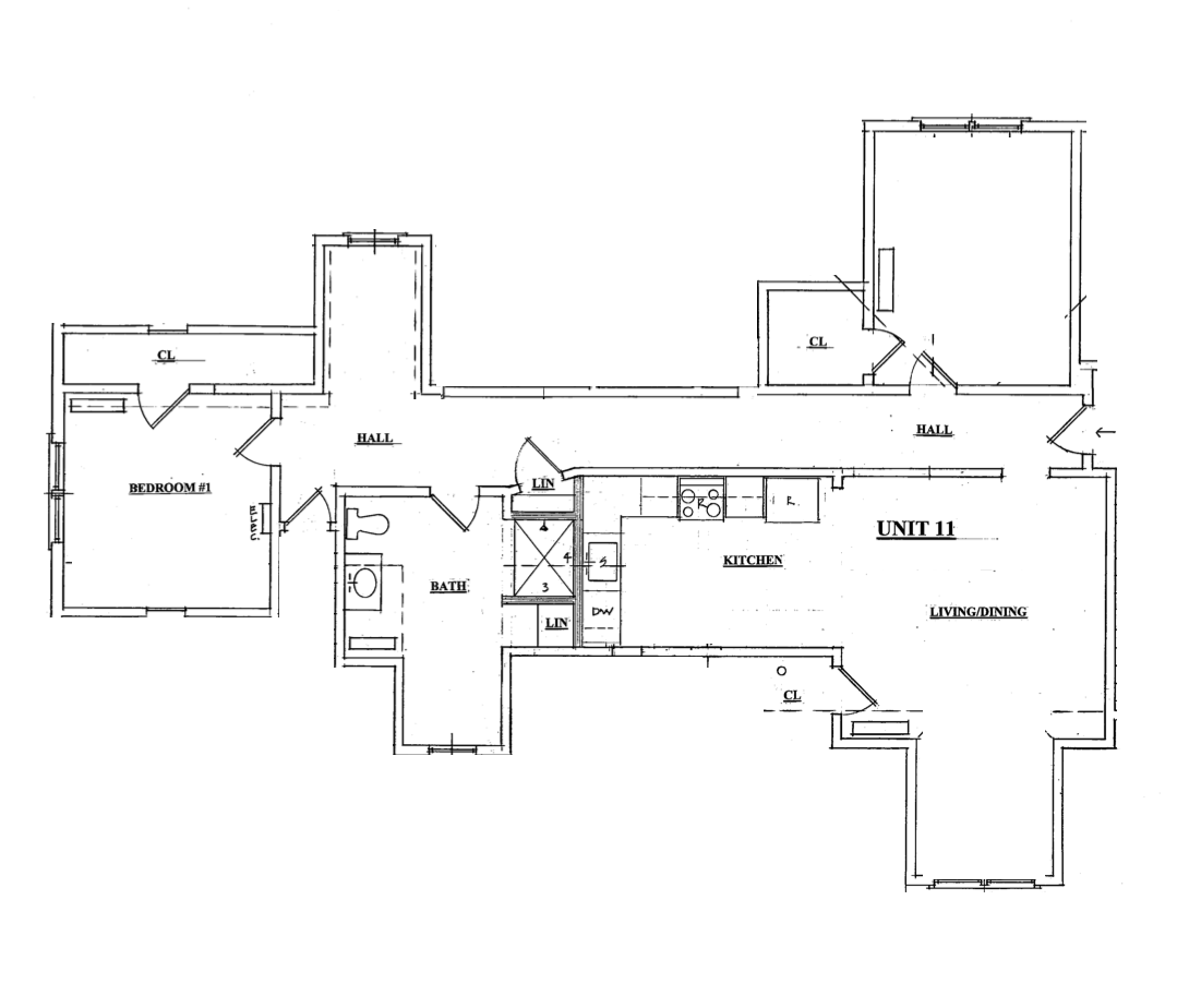 Unit 11: Third floor "pent house" 1 bedroom