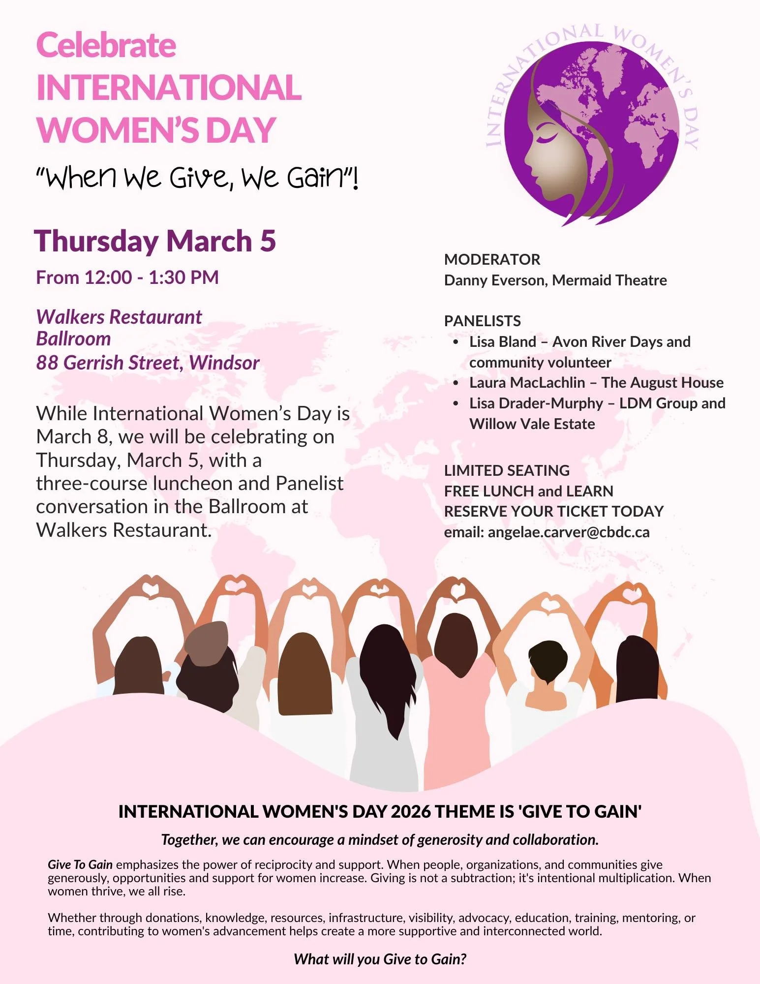 International Women's Day 2026 information poster.
