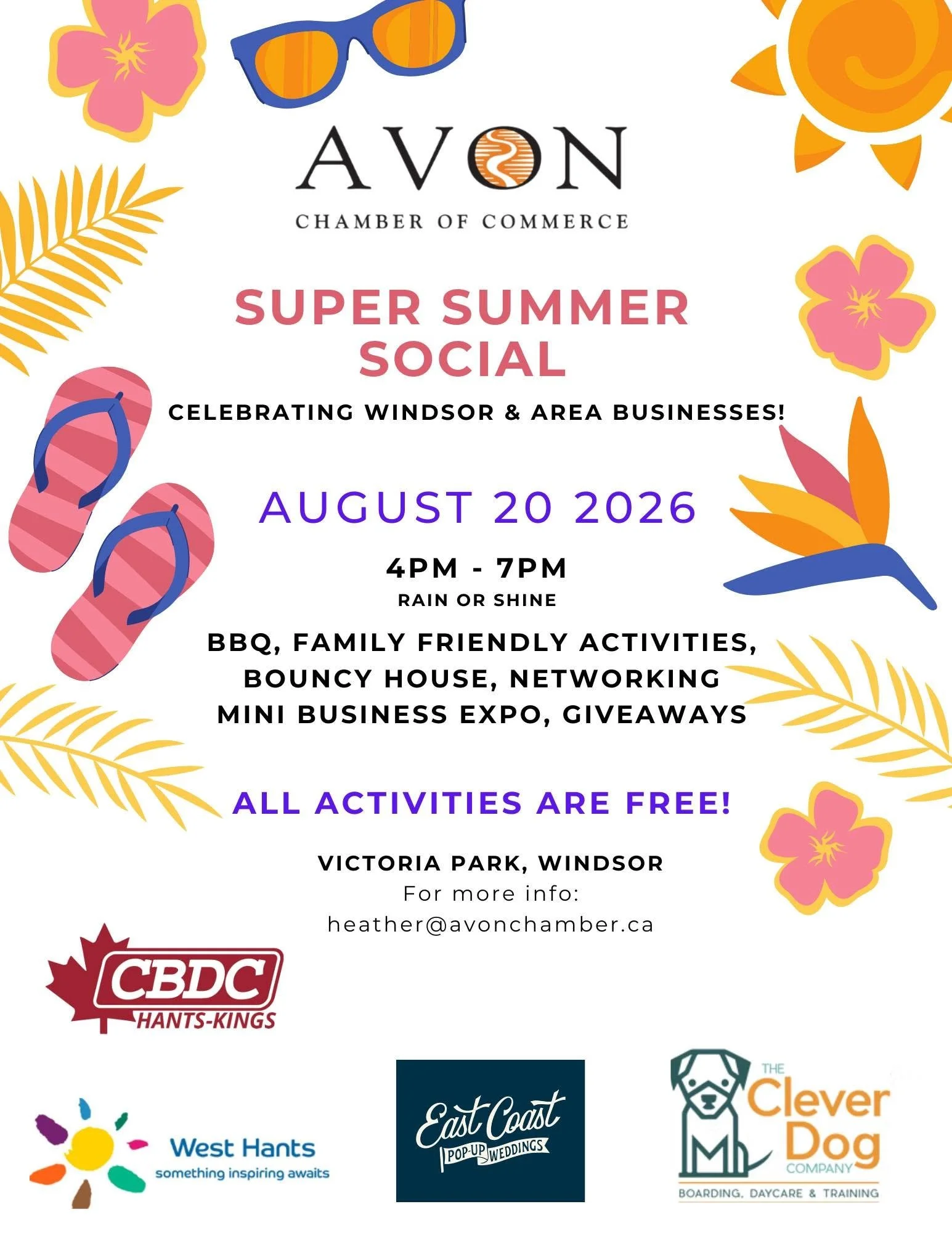Super Summer Social poster with event details.