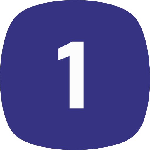 Blue round icon with white number 1 in the center.