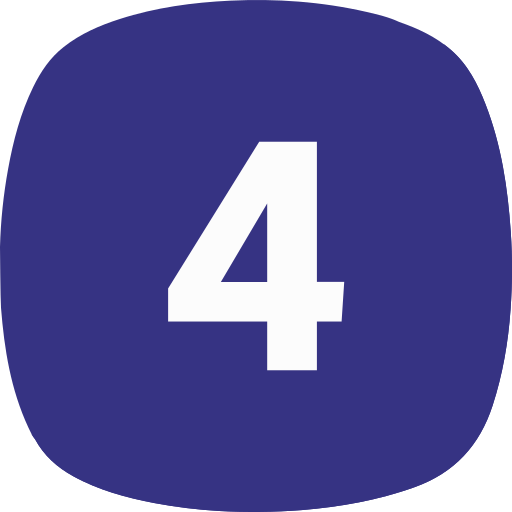 A dark blue square icon with rounded corners featuring the white number 4 in the center.