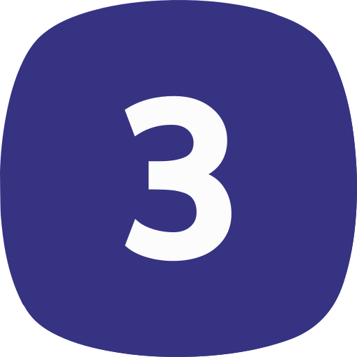 A blue icon with a white number 3 in the center.