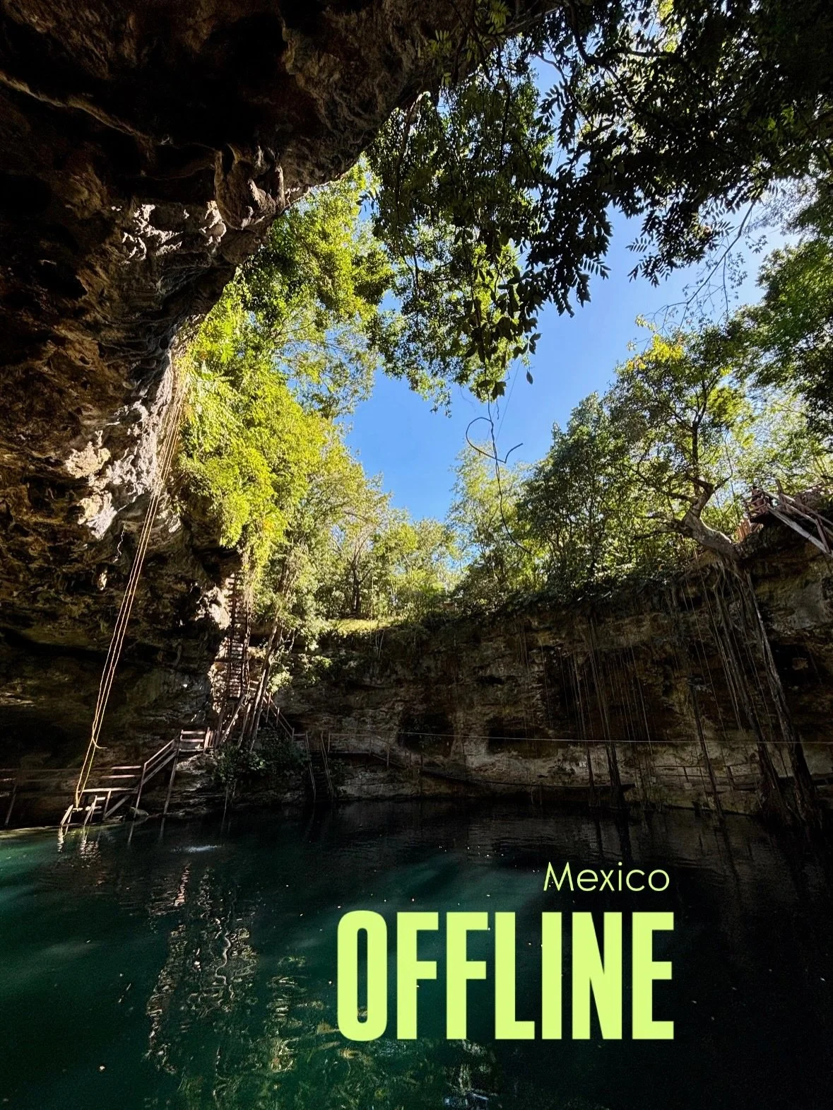 Offline
Purifying in cenotes 
Learning from curanderos
Receiving the codes
Living the Maya cosmovision

After glitching out of the calendar 
and finding myself in a different timeline&hellip;
I&rsquo;m feeling a deep call to go offline
to fully integ