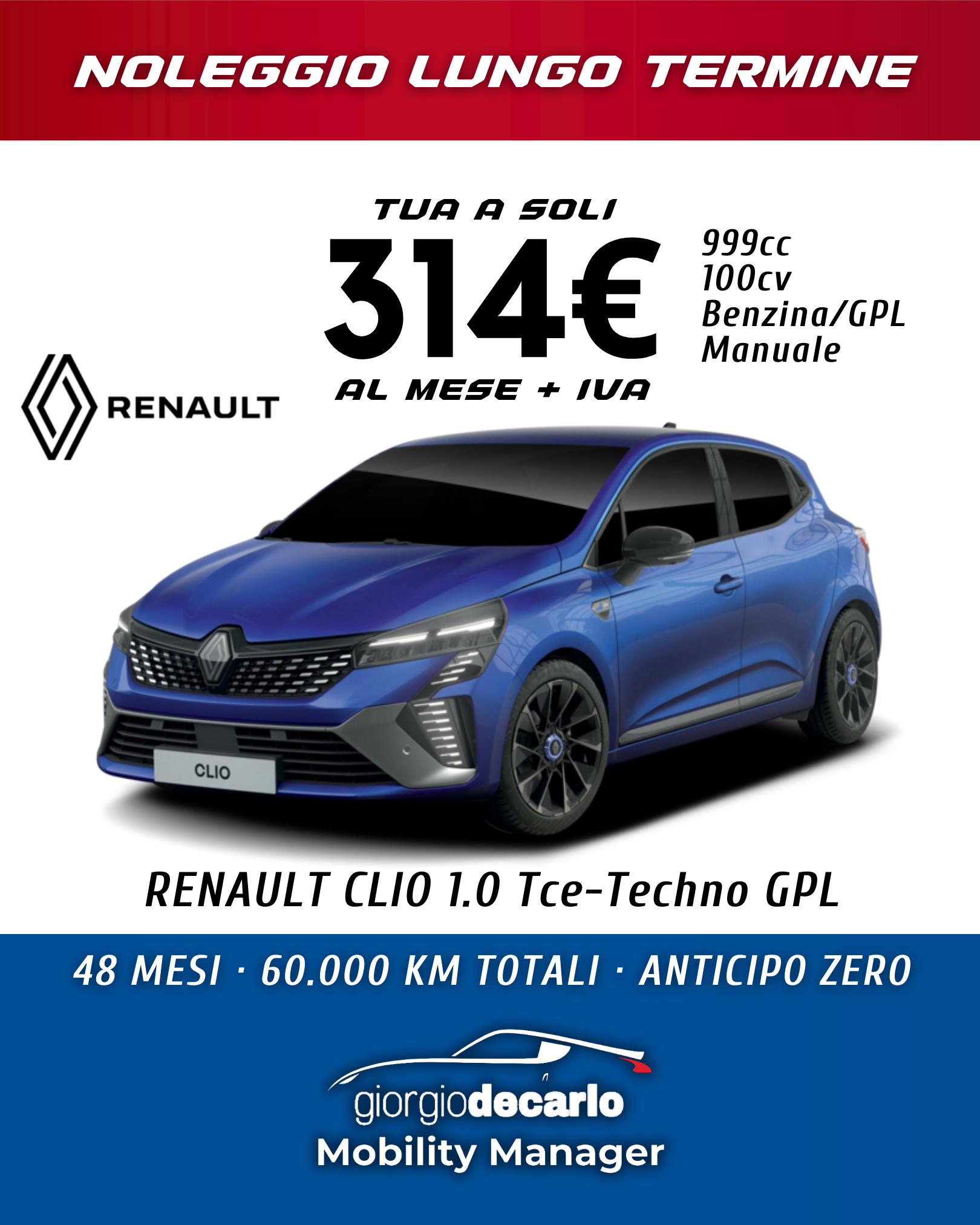 NOLEGGIO LUNGO TERMINE - Renault Clio 1.0 Tce-Techno GPL