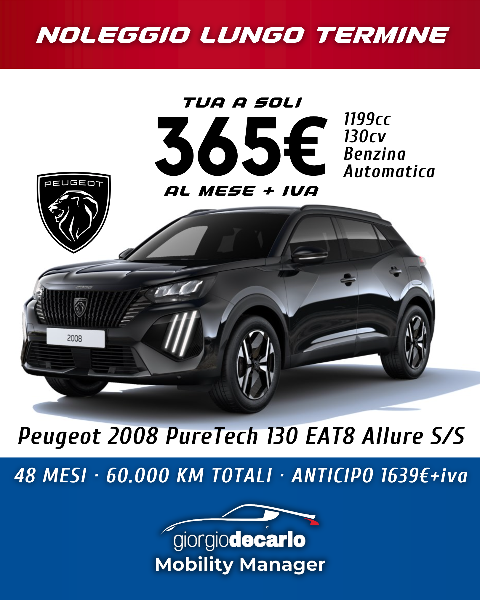 NOLEGGIO LUNGO TERMINE - Peugeot 2008 PureTech 130 EAT8 Allure S/S