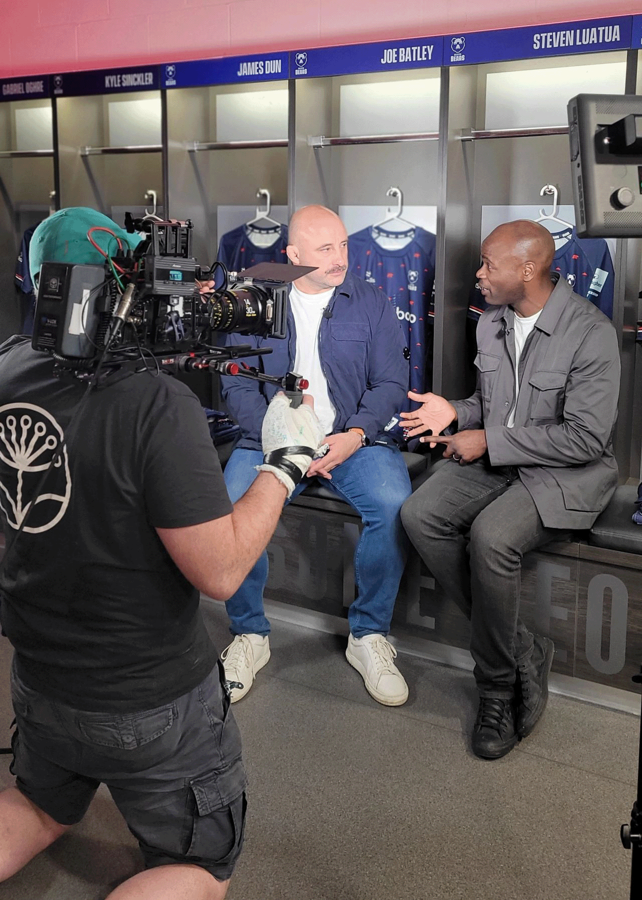 David Flatman and Topsy Ojo for ITV's Prem Rugby highlights