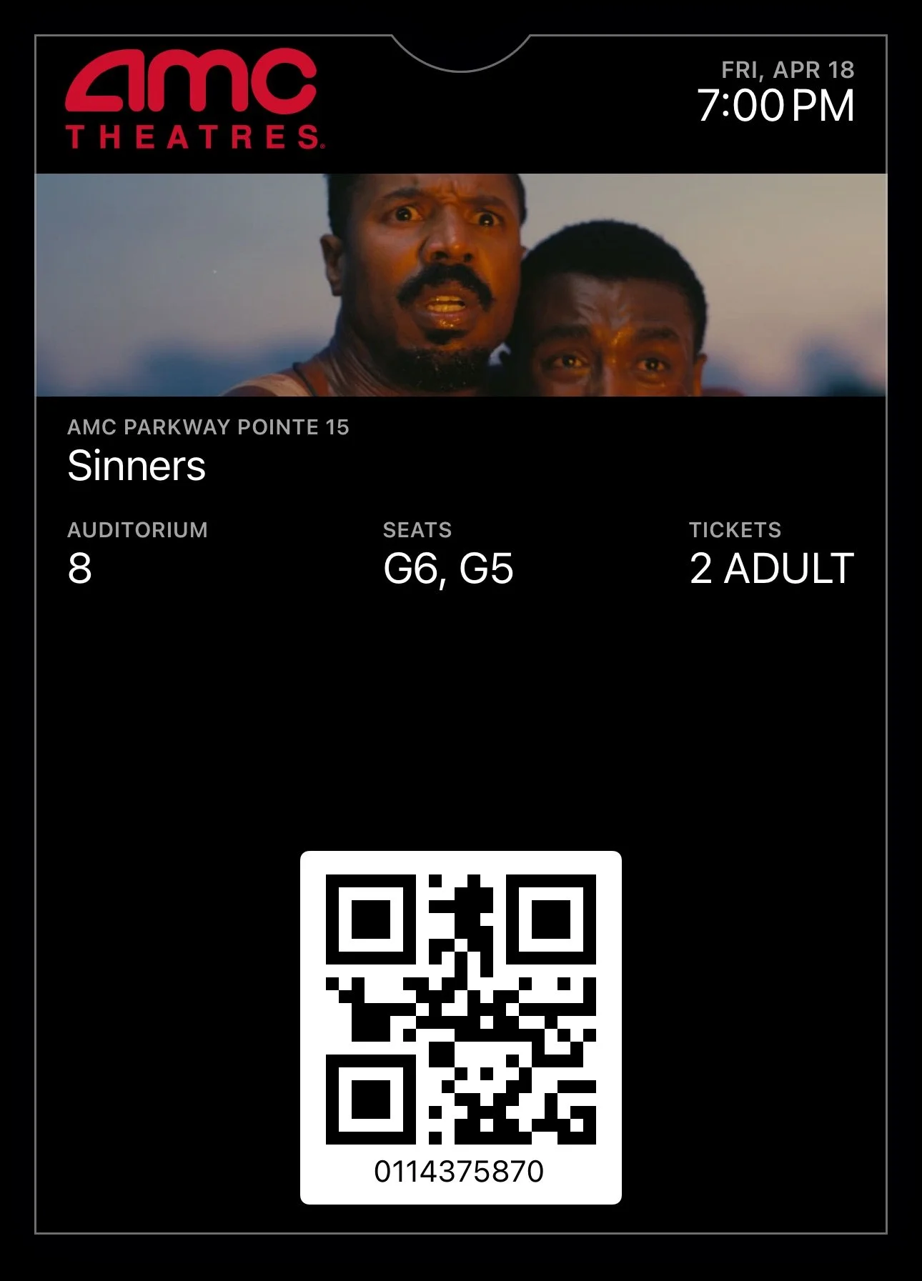 Sinners Movie Ticket 4:18:25.JPEG