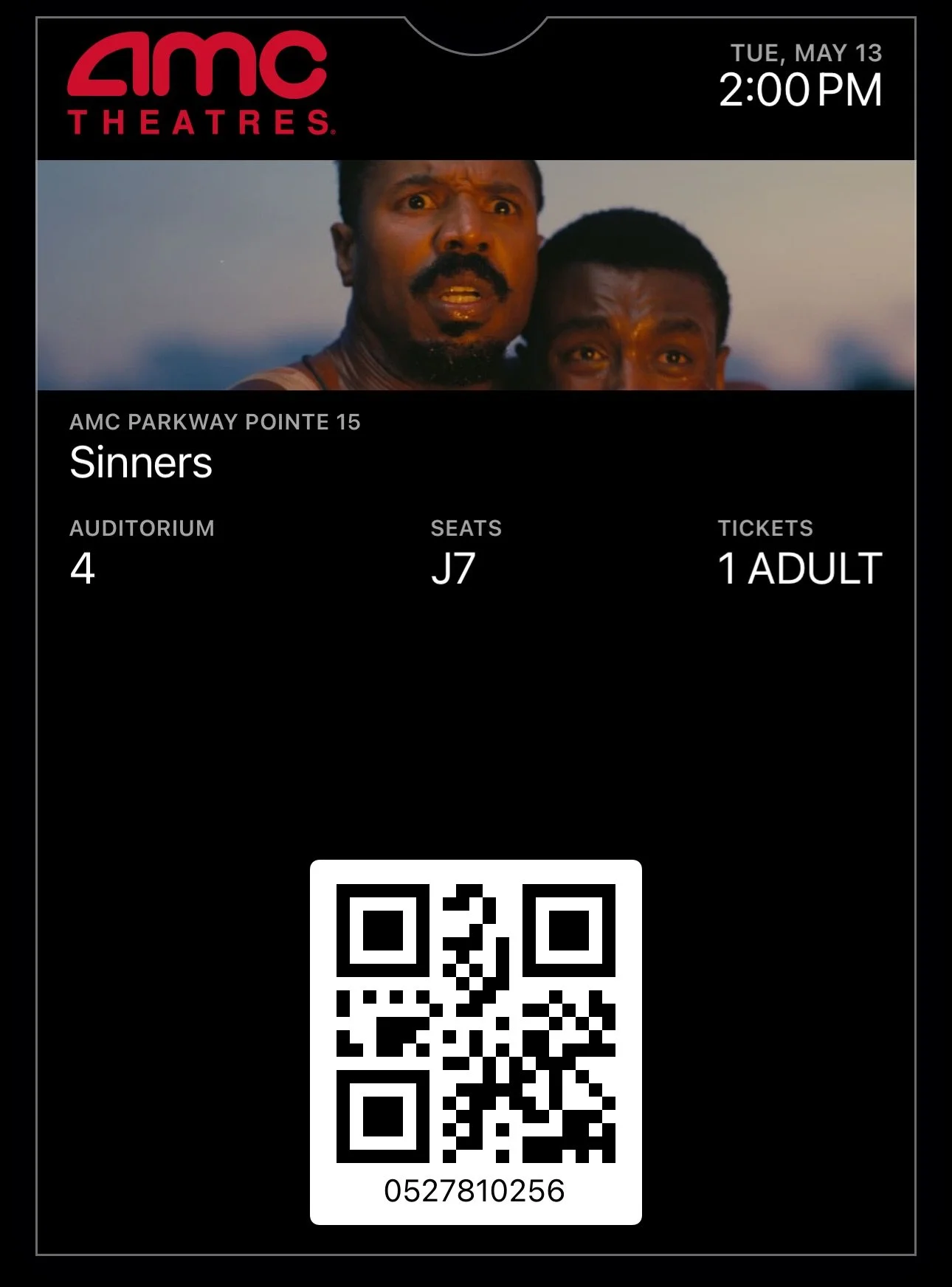 Sinners Movie Ticket 5:13:25.JPEG