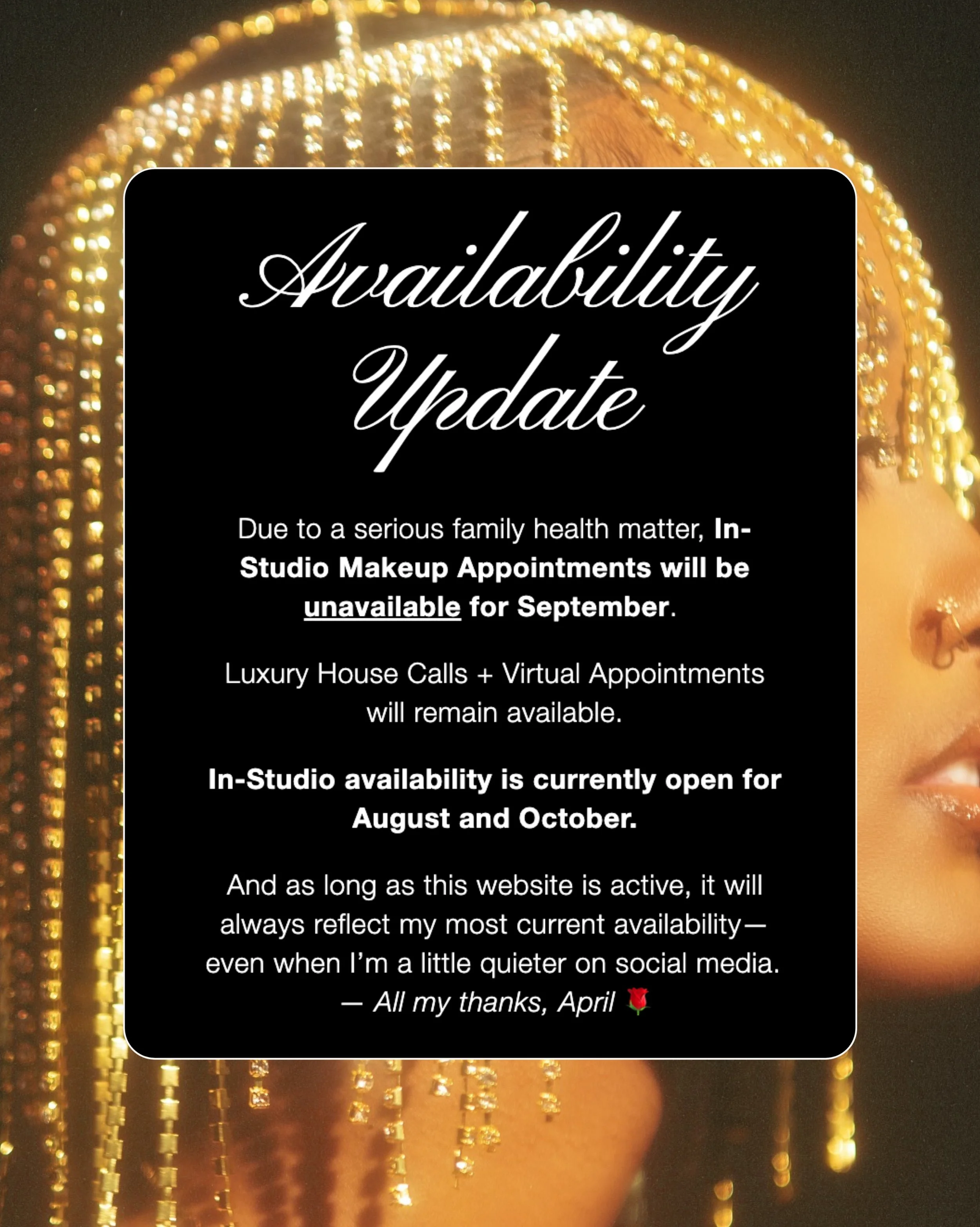 A small, but important update. 🤍
If you&rsquo;ve been wondering where I&rsquo;ve been, or if I&rsquo;m still accepting appointments...I am. 😊
This post has everything you need to know for now, and with more information coming tomorrow.
When in doub