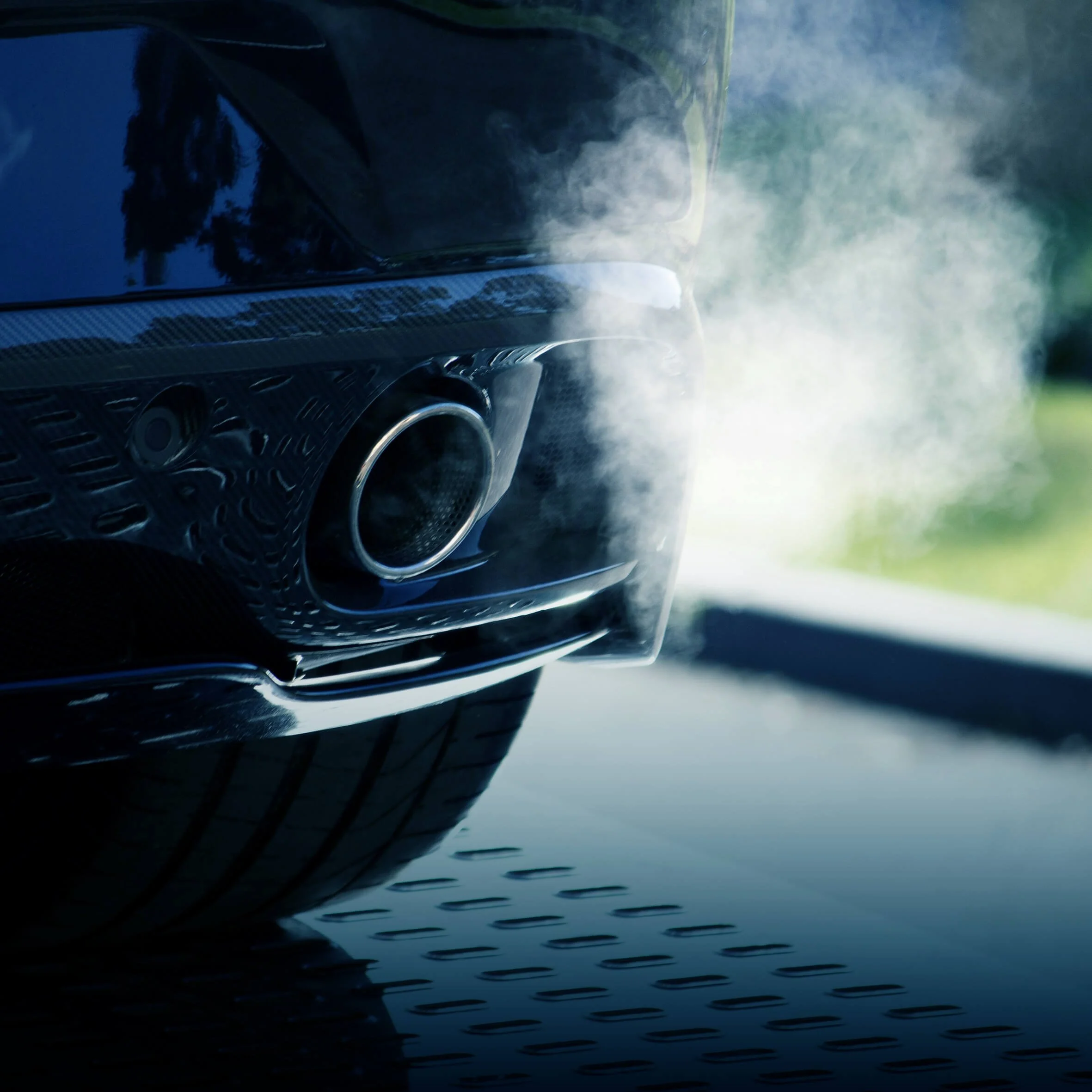 Ice car exhaust pipe with fumes